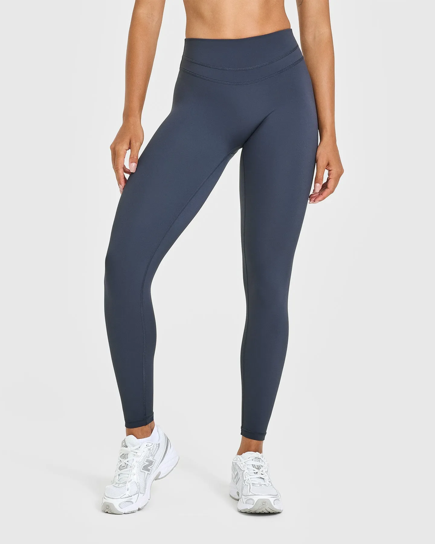 Unified High Waisted Leggings White Logo | True Blue sold by Oner Active