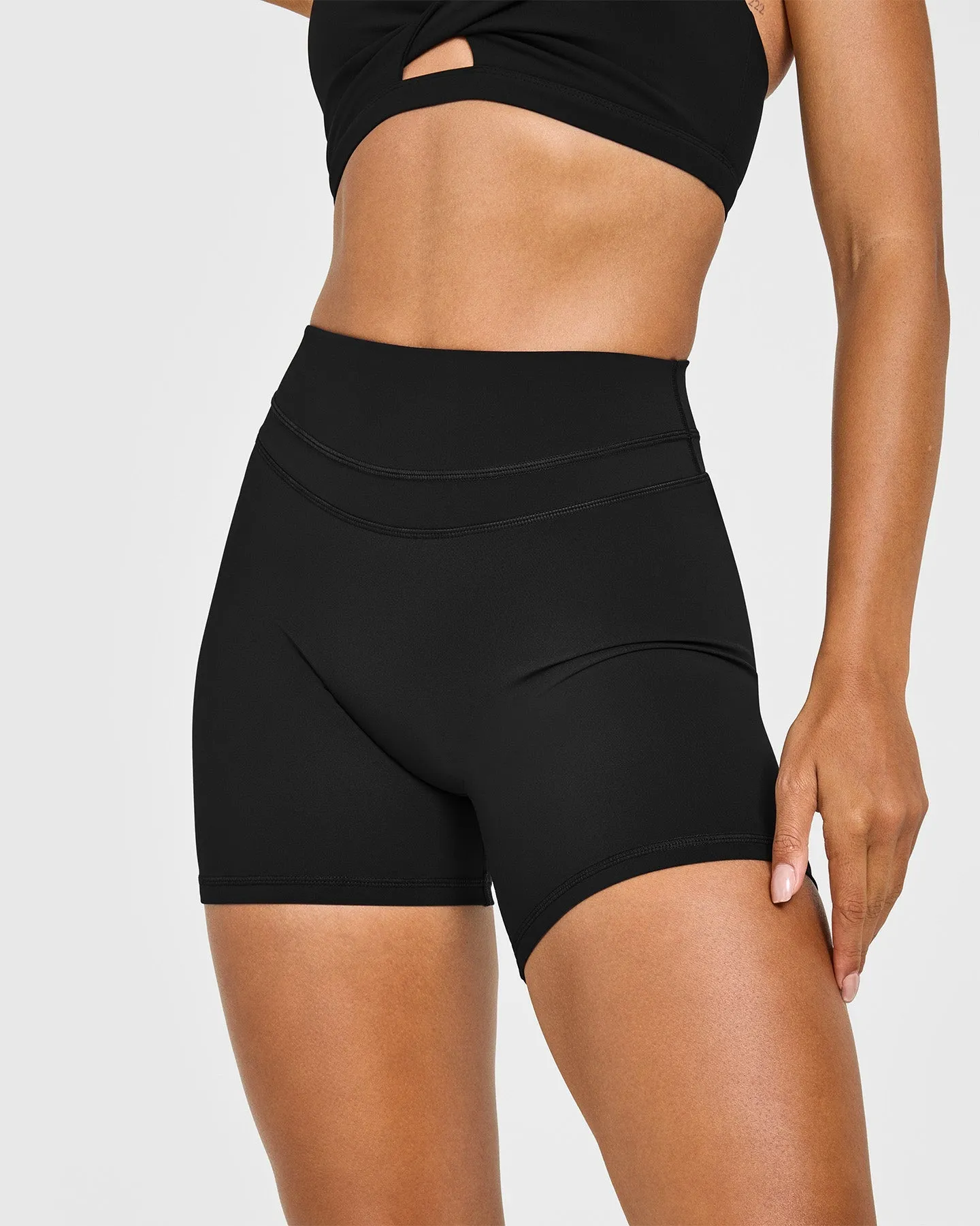 Unified High Waisted Shorts White Logo 6" | Black sold by Oner Active product image thumbnail 5