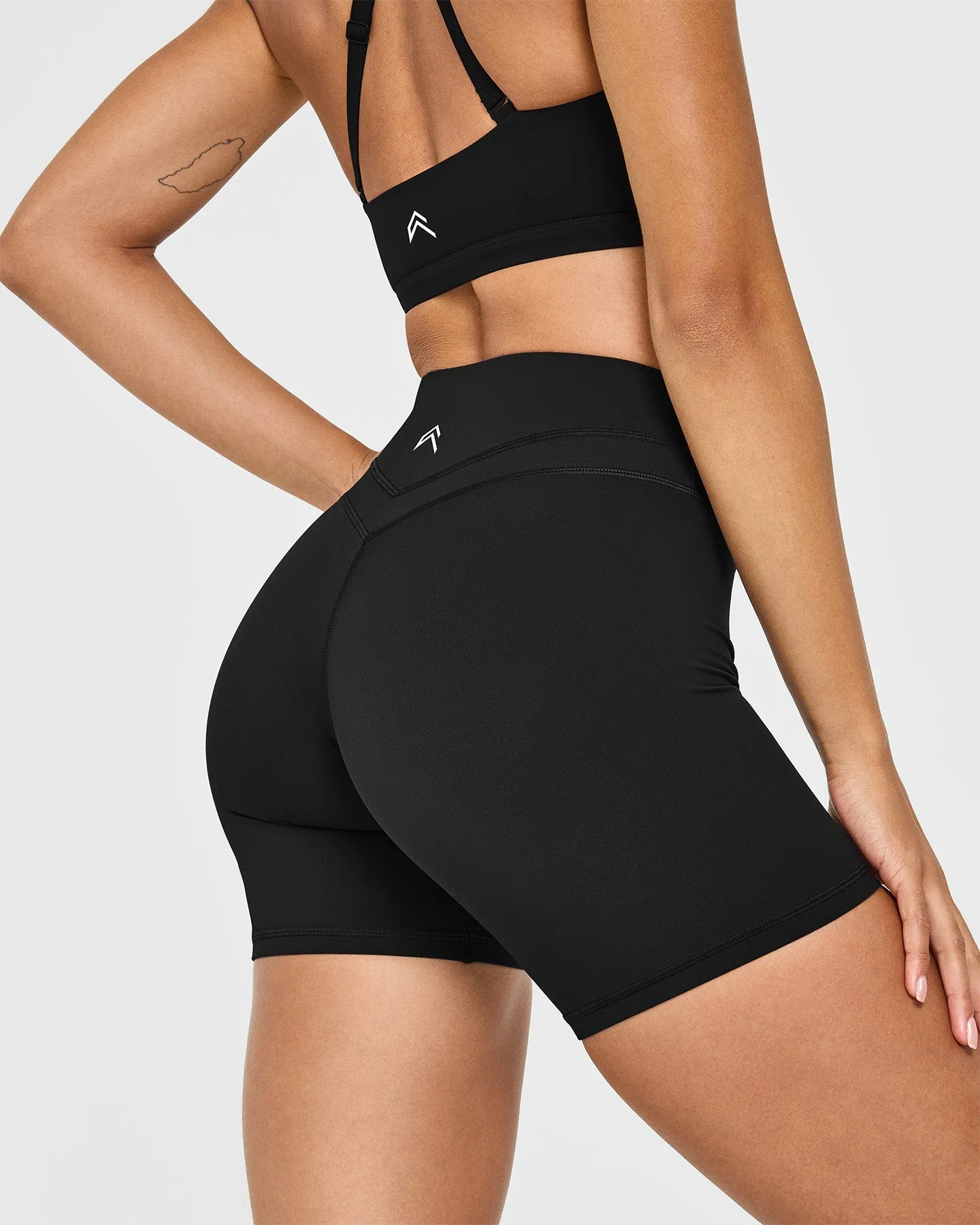 Unified High Waisted Shorts White Logo 6" | Black sold by Oner Active product image thumbnail 4