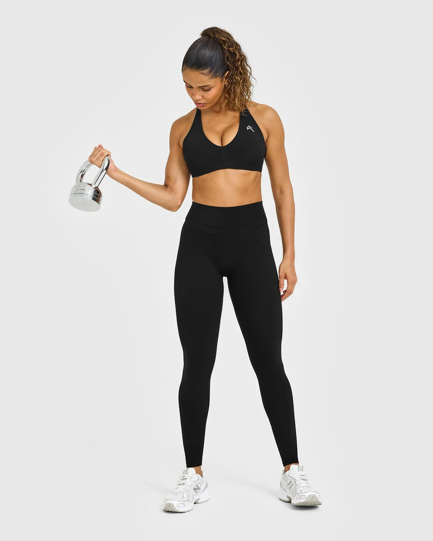 Unified High Waisted Leggings White Logo | Black sold by Oner Active product image thumbnail 3