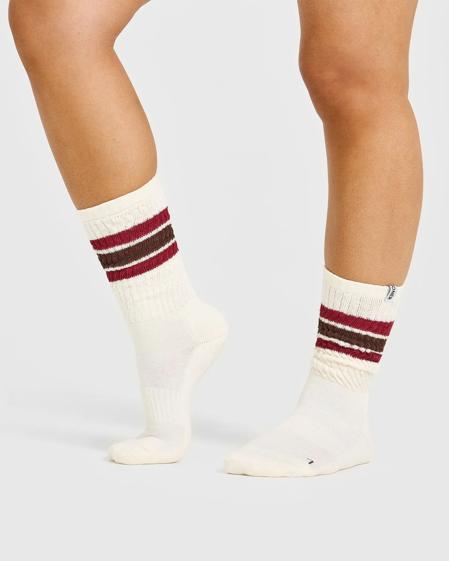 Stripe Slouchy Socks 3 Pack | Ruby Red/ Espresso Brown sold by Oner Active product image thumbnail 2