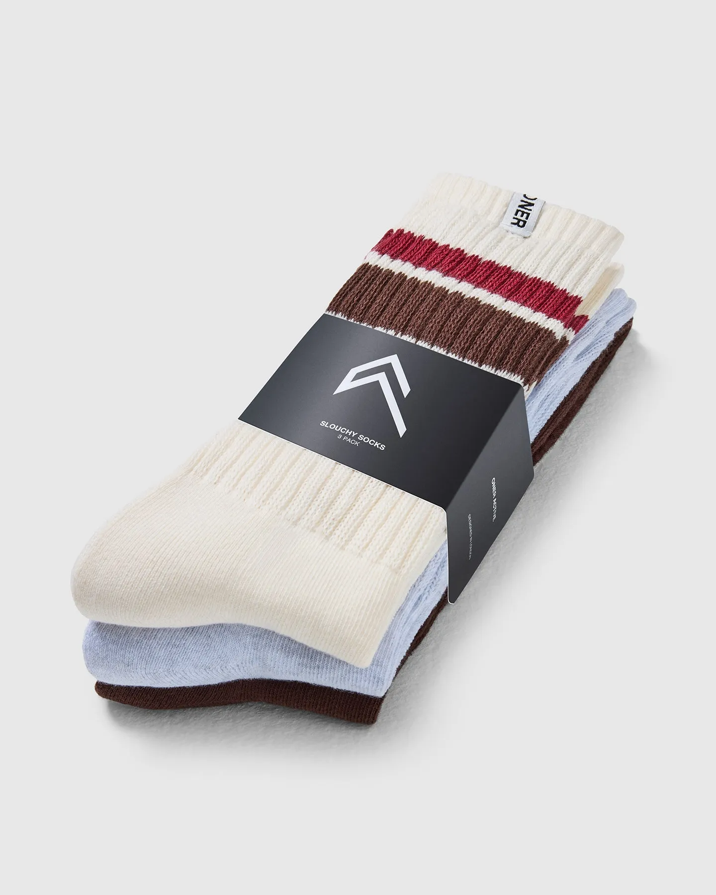 Stripe Slouchy Socks 3 Pack | Ruby Red/ Espresso Brown sold by Oner Active product image thumbnail 5