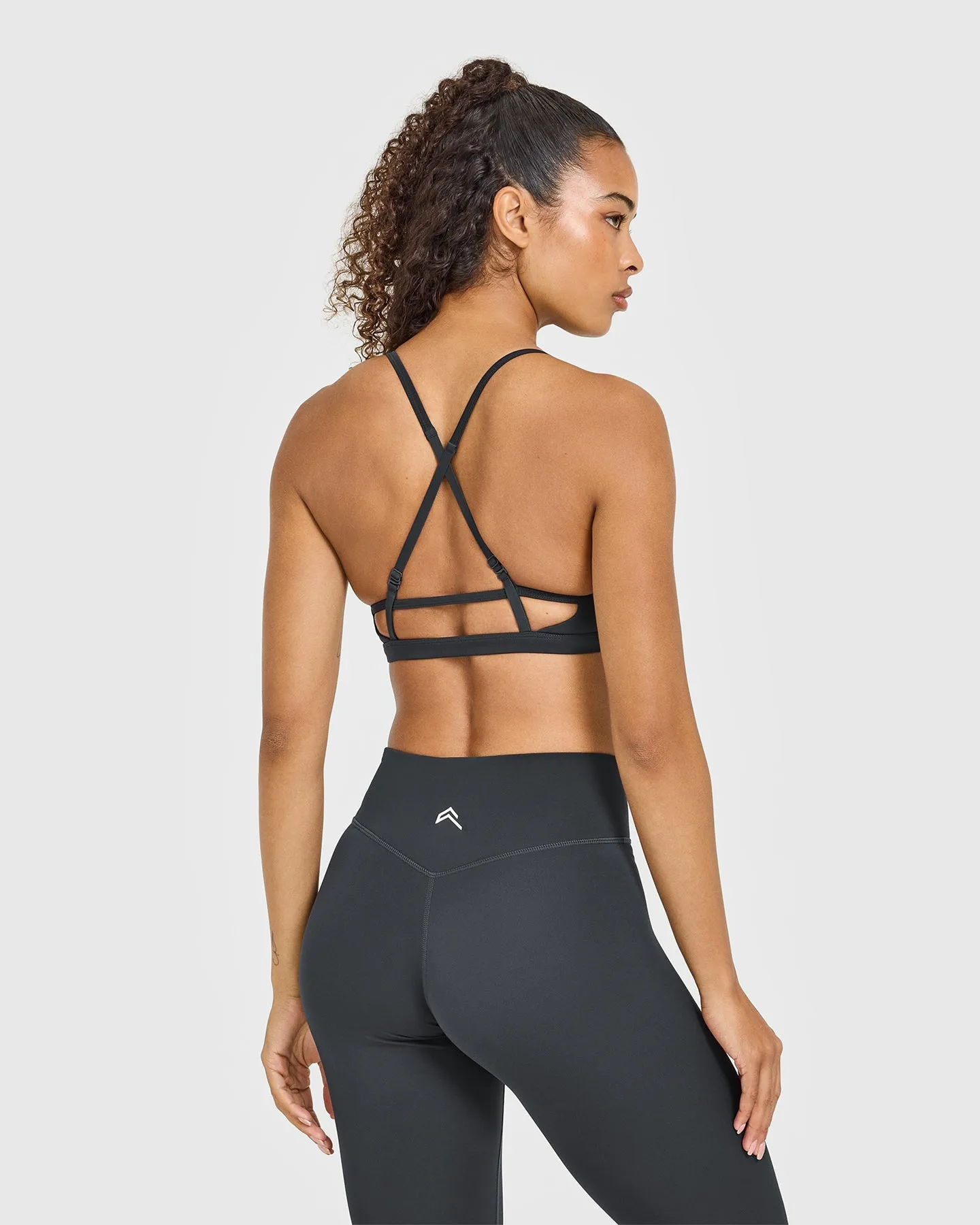 Timeless Strappy Bralette with White Logo | Coal sold by Oner Active product image thumbnail 4
