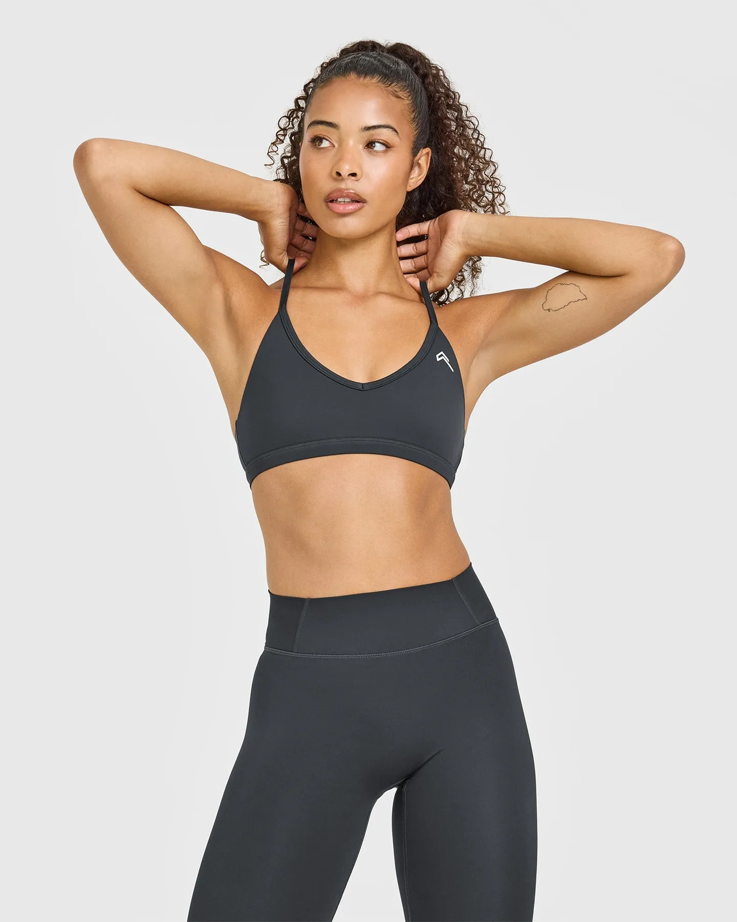 Timeless Strappy Bralette with White Logo | Coal sold by Oner Active