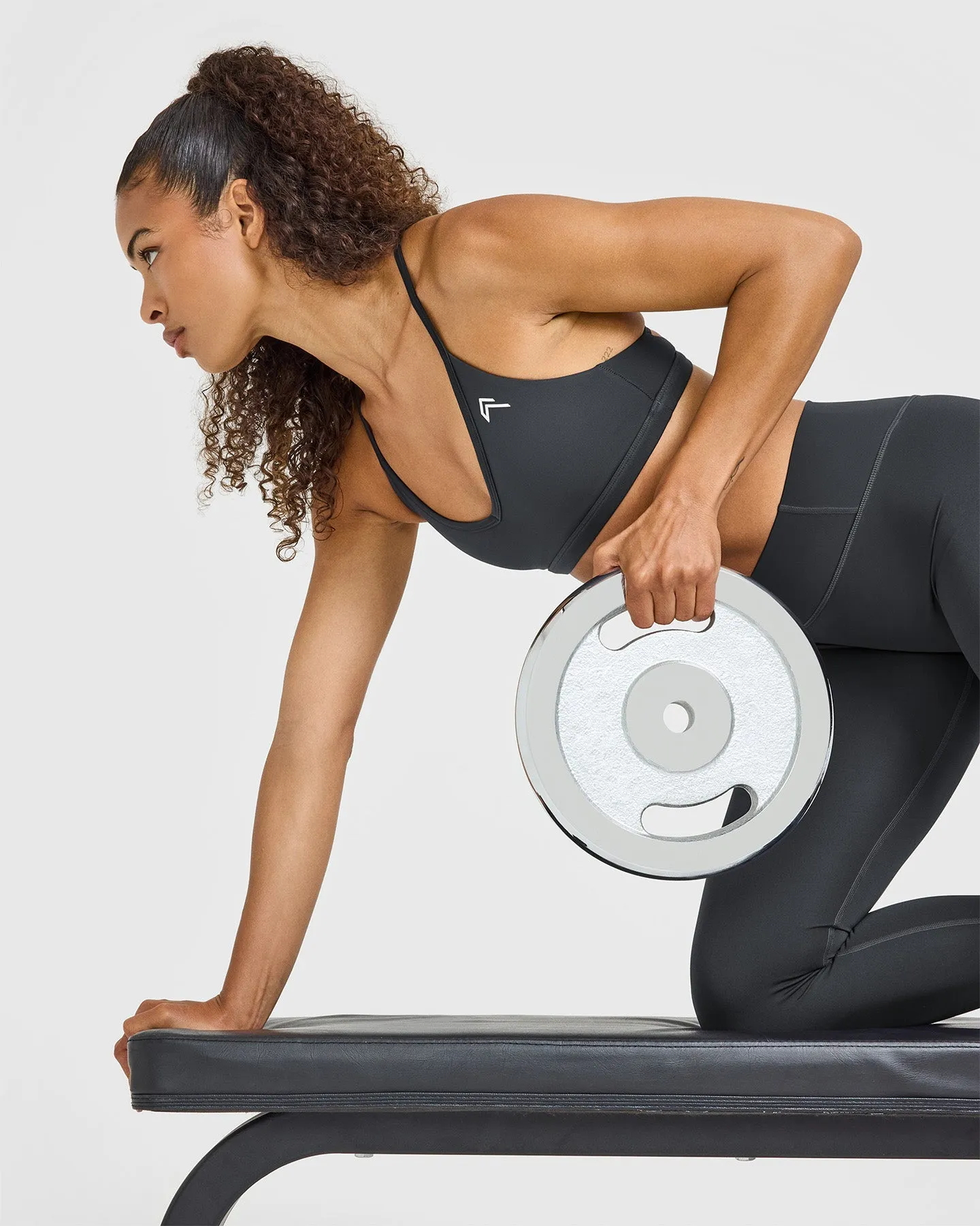 Timeless Strappy Bralette with White Logo | Coal sold by Oner Active product image thumbnail 5