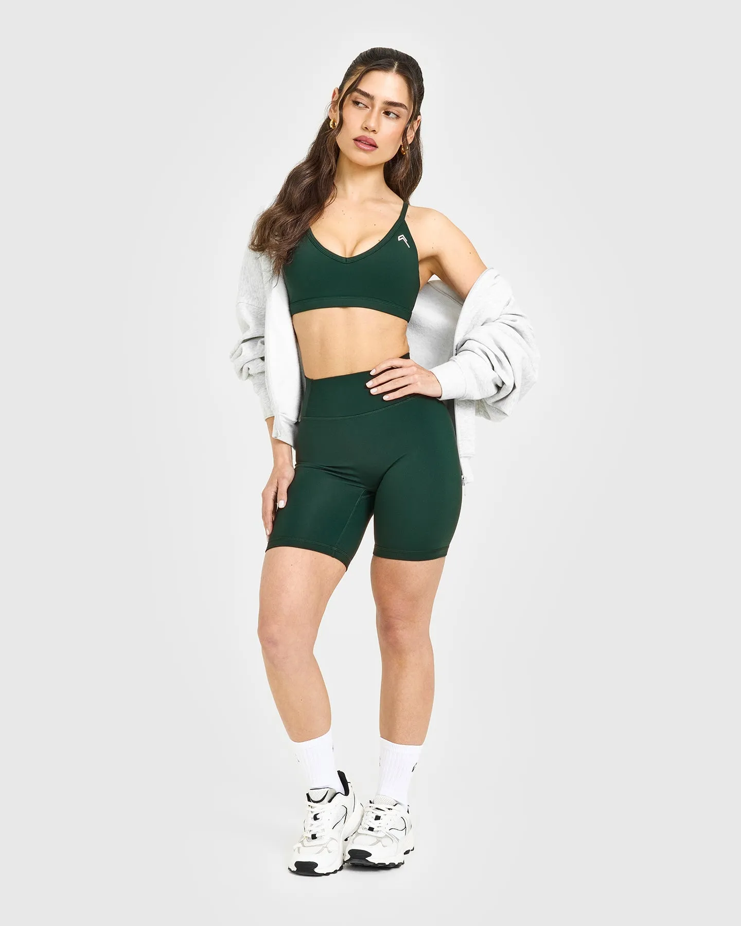 Timeless Strappy Bralette with White Logo | Racing Green sold by Oner Active product image thumbnail 3