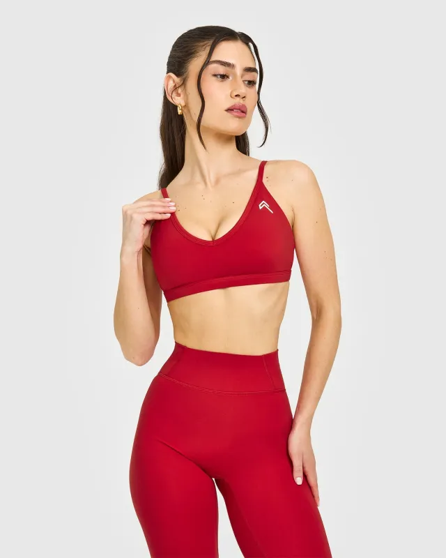 Timeless Strappy Bralette with White Logo | Toasted Red sold by Oner Active