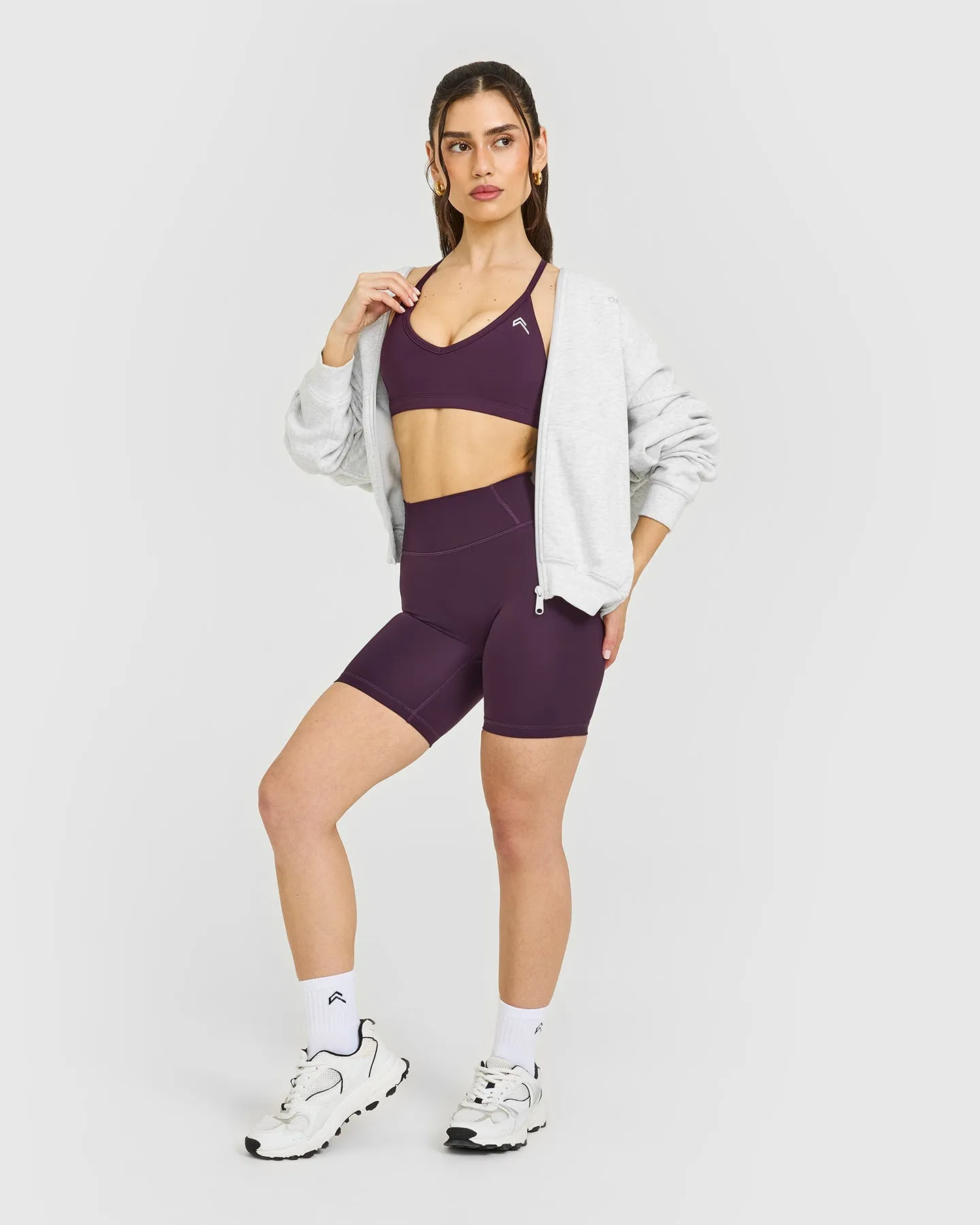 Timeless Strappy Bralette with White Logo | Blackberry Purple sold by Oner Active product image thumbnail 3