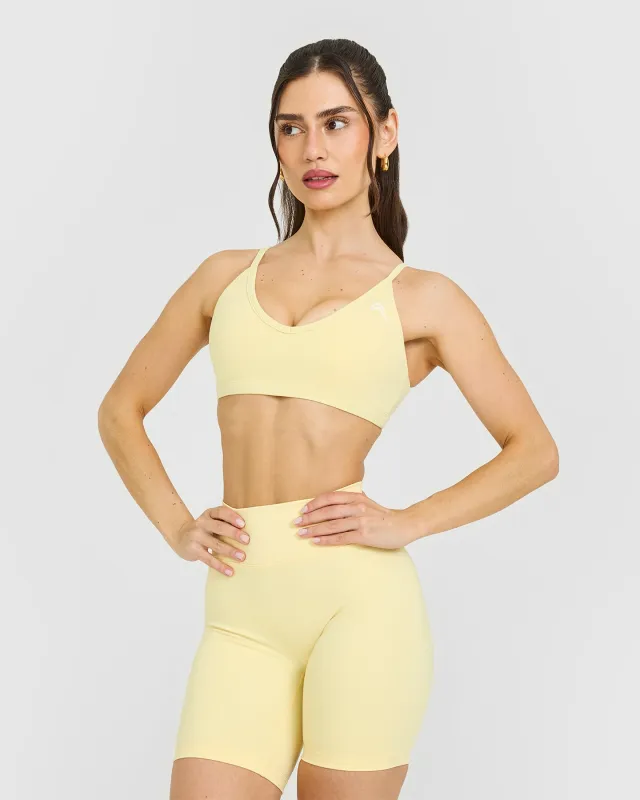 Timeless Strappy Bralette with White Logo | Sherbert Yellow sold by Oner Active