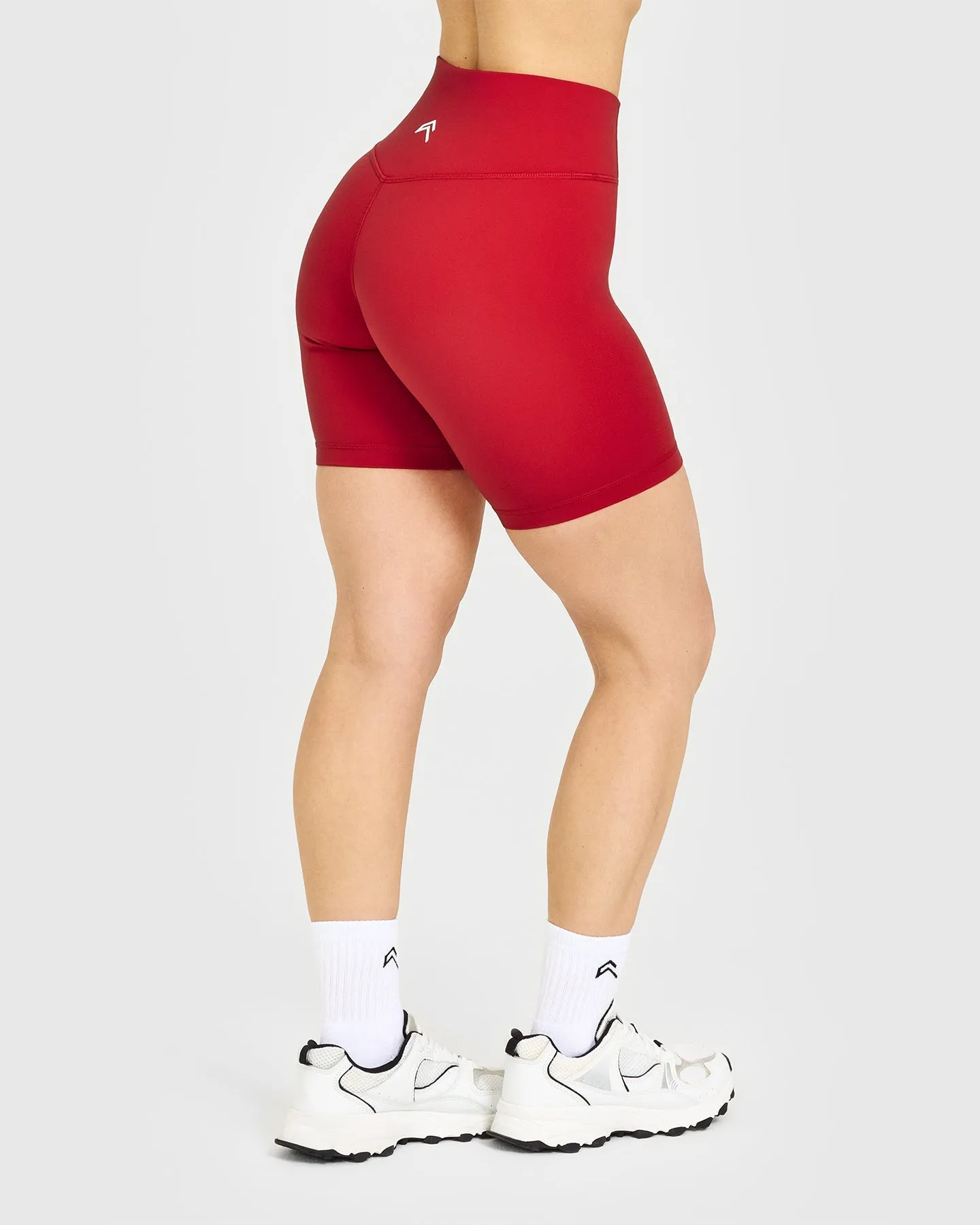 Timeless High Waisted Shorts with White Logo | Toasted Red sold by Oner Active product image thumbnail 2
