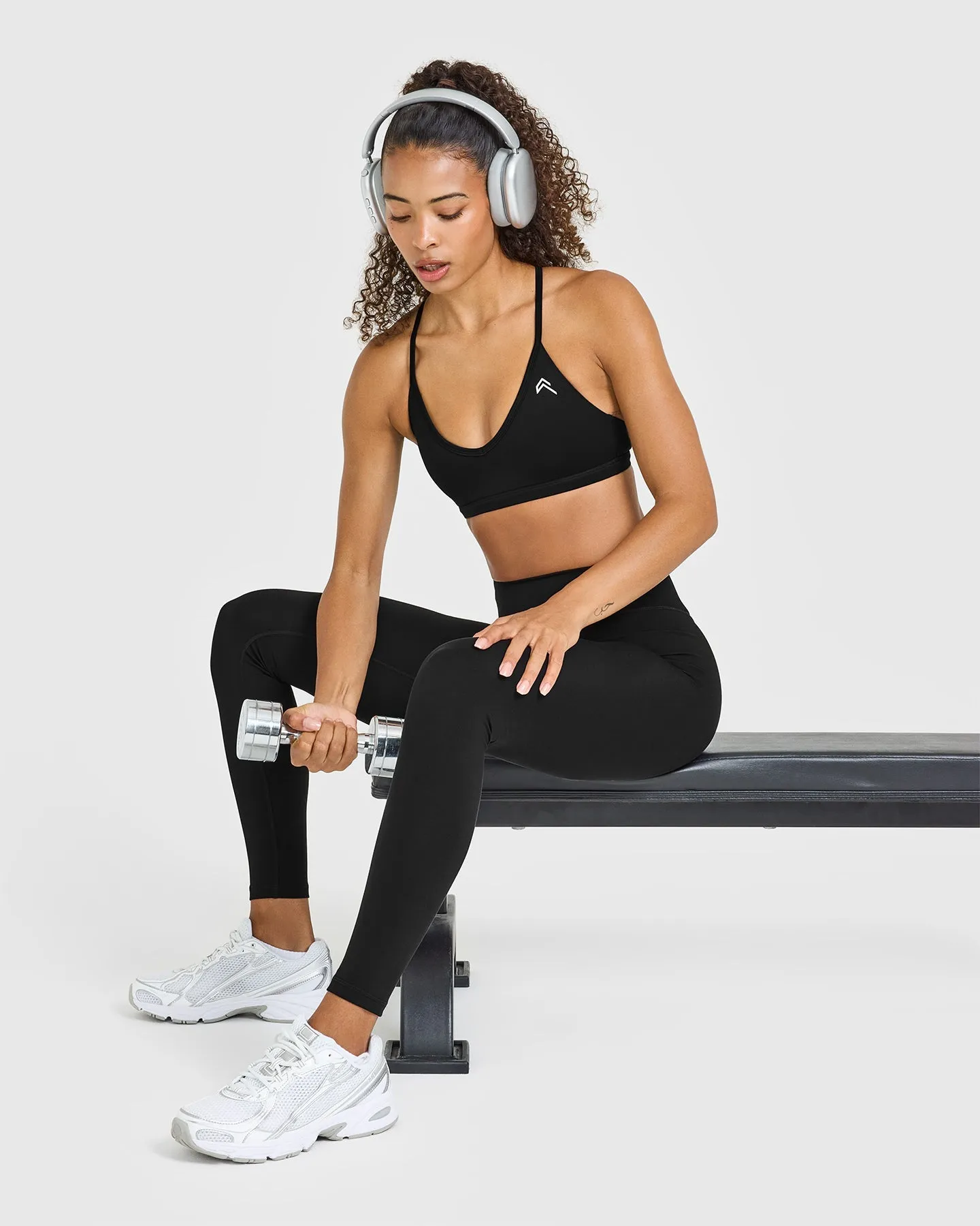 Timeless Strappy Bralette with White Logo | Black sold by Oner Active product image thumbnail 3