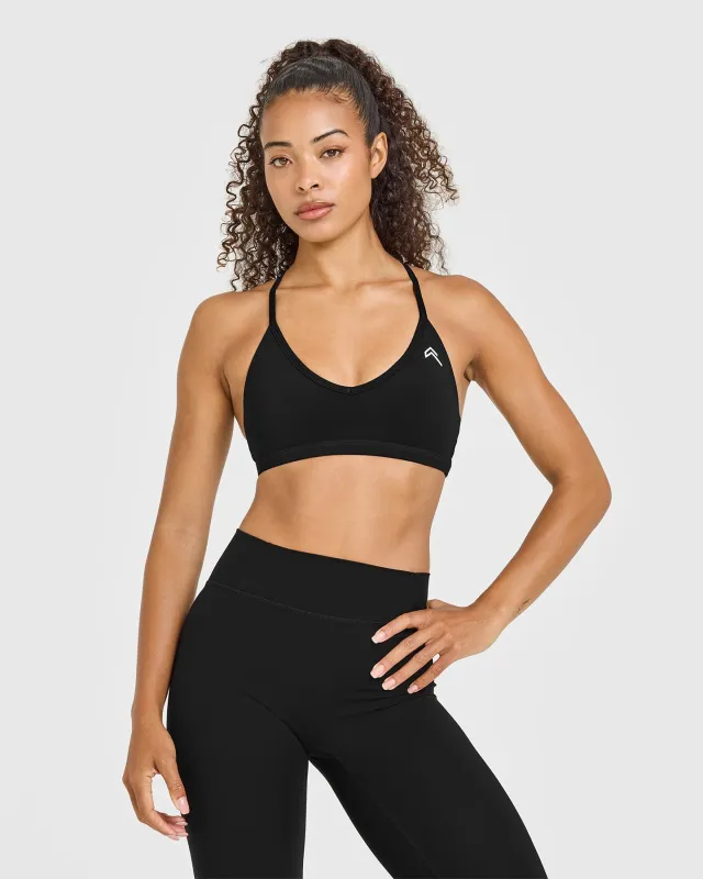 Timeless Strappy Bralette with White Logo | Black sold by Oner Active