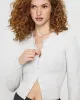 Mellow™ Rib Mid Long Sleeve Cardigan | Light Grey Marl sold by Oner Active