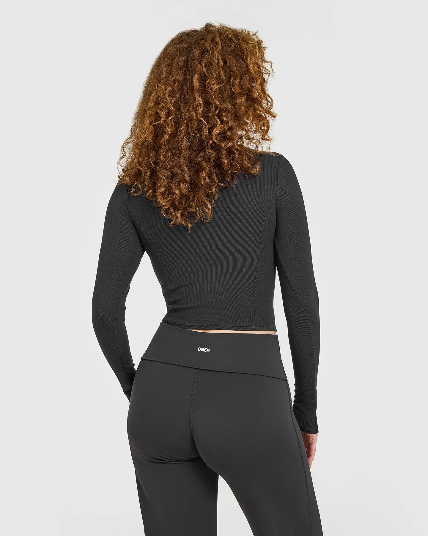 Mellow™ Rib Mid Long Sleeve Cardigan | Soft Black sold by Oner Active product image thumbnail 4