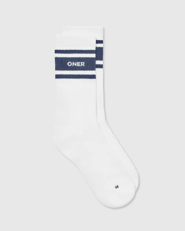 Varsity Long Crew Socks 1 Pack | White/True Blue sold by Oner Active