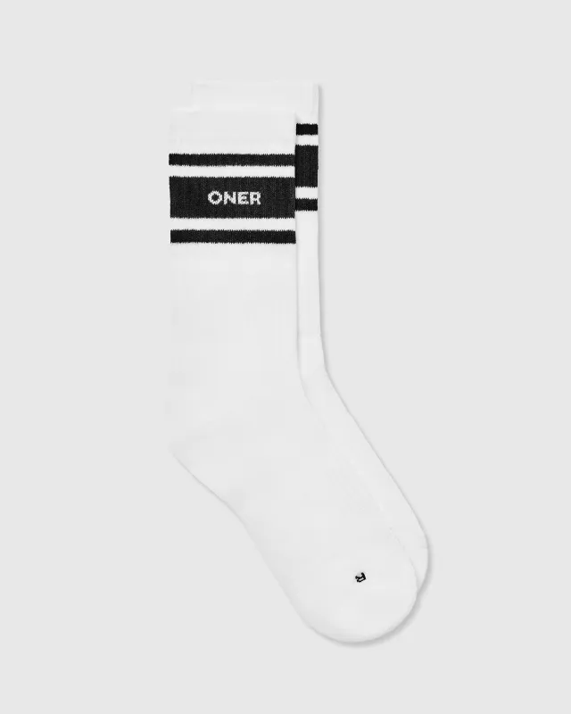 Varsity Long Crew Socks 1 Pack | White/Black sold by Oner Active
