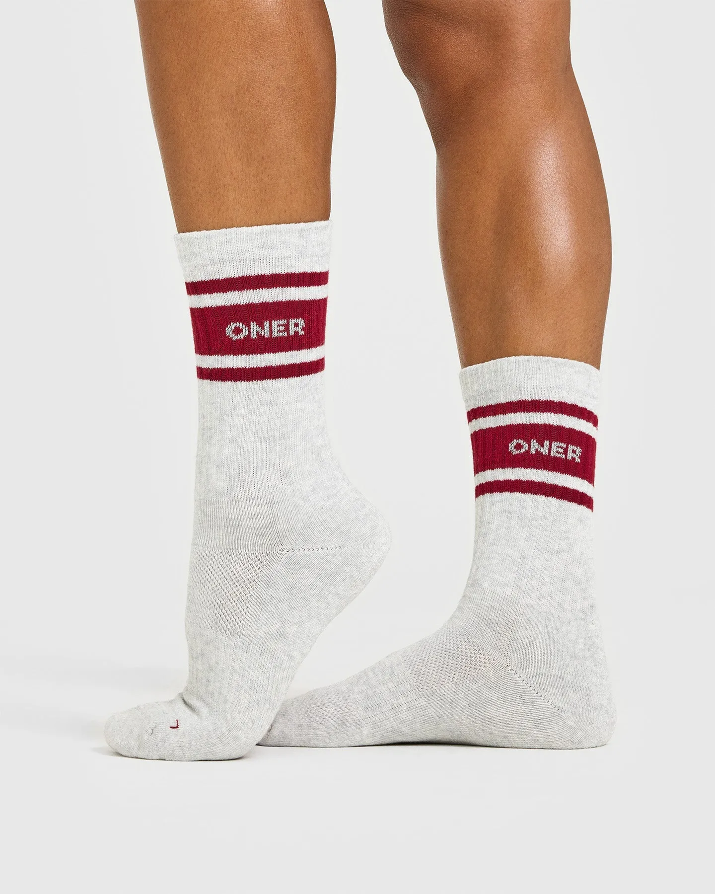 Varsity Long Crew Socks 1 Pack | Grey Marl/Ruby Red sold by Oner Active product image thumbnail 3