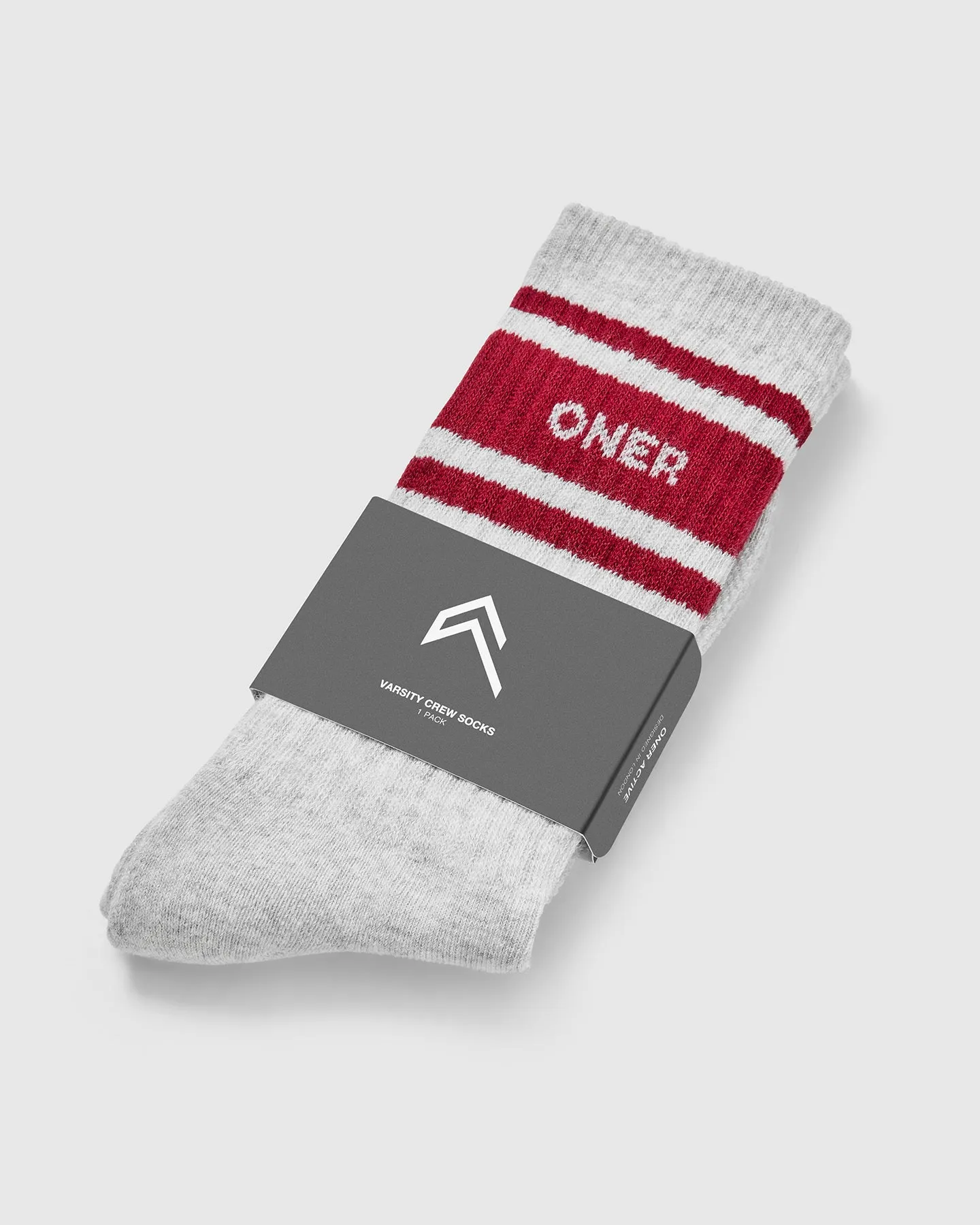 Varsity Long Crew Socks 1 Pack | Grey Marl/Ruby Red sold by Oner Active product image thumbnail 5