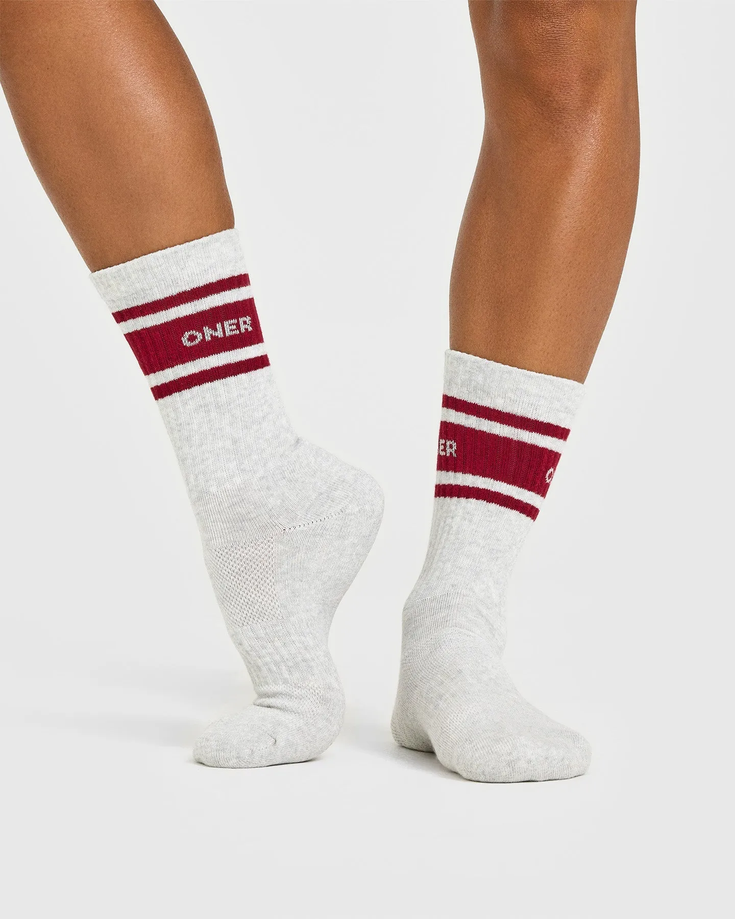 Varsity Long Crew Socks 1 Pack | Grey Marl/Ruby Red sold by Oner Active product image thumbnail 2