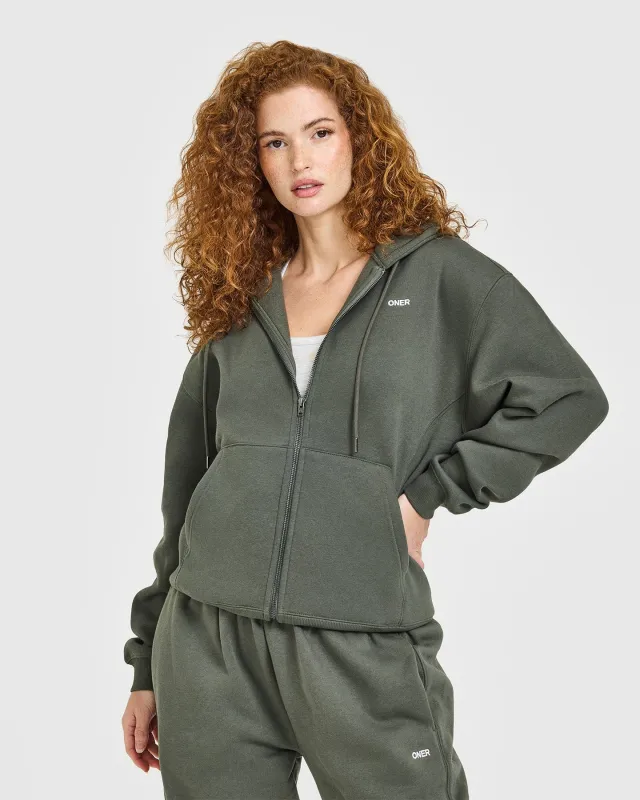 Foundations Zip Through Hoodie | Dark Khaki sold by Oner Active