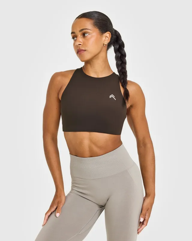 EasyLift™ High Neck Sports Bra | 70% Cocoa sold by Oner Active