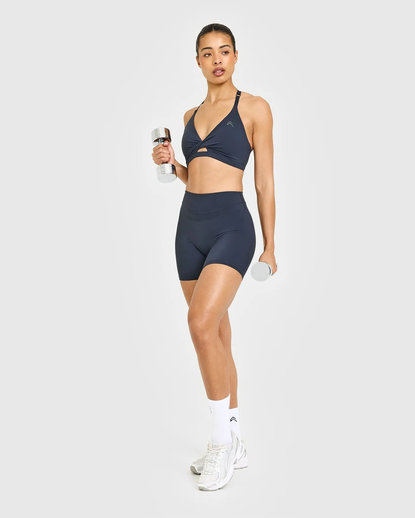 Unified High Waisted Shorts White Logo 6" | True Blue sold by Oner Active product image thumbnail 3