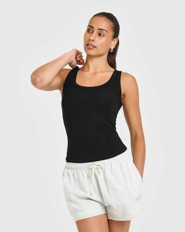 Mellow™ Rib Scoop Neck Vest | Black sold by Oner Active