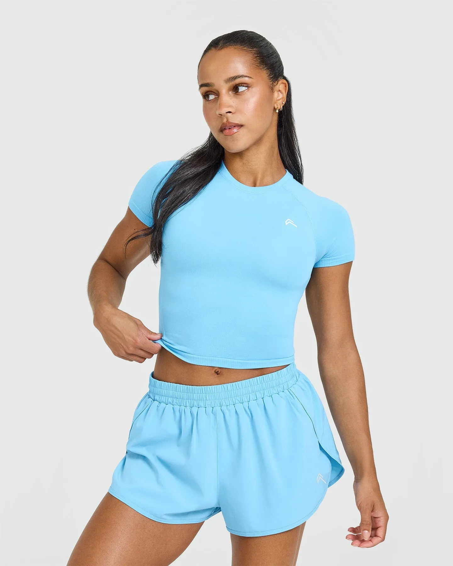 Go To Seamless Fitted Mid Top | Arctic Blue sold by Oner Active