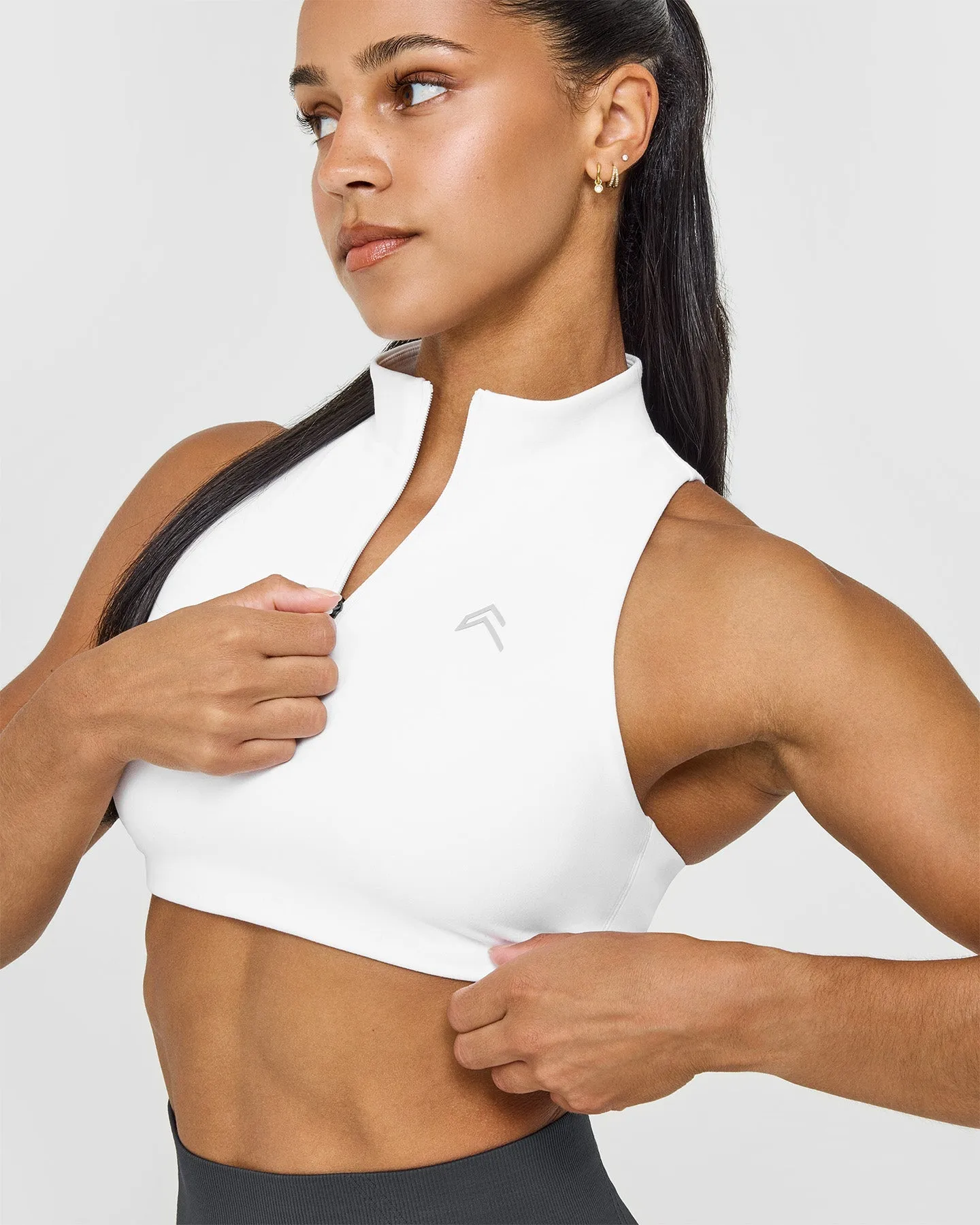 EasyLift™ Zip High Neck Sports Bra | White sold by Oner Active product image thumbnail 4