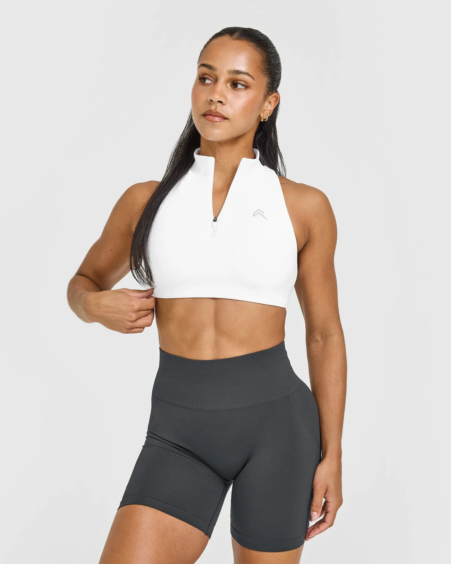 EasyLift™ Zip High Neck Sports Bra | White sold by Oner Active
