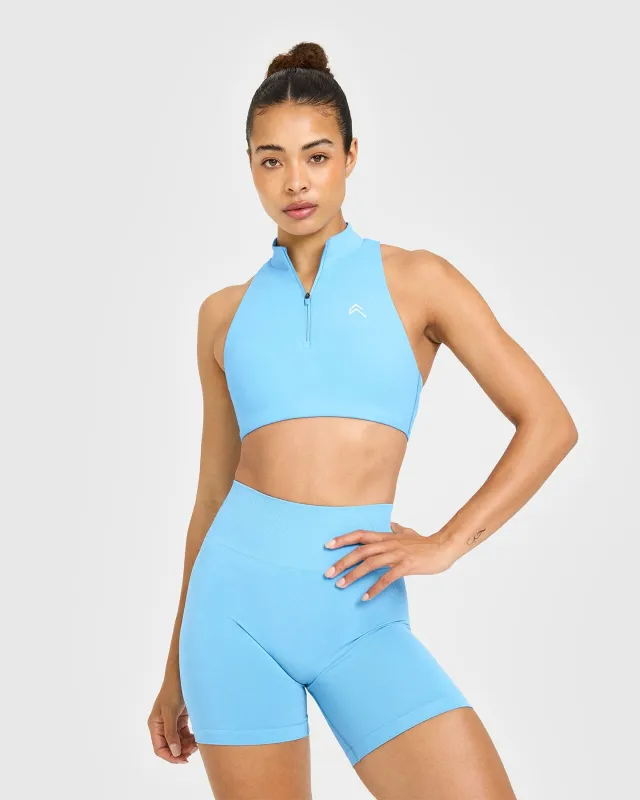 EasyLift™ Zip High Neck Sports Bra | Arctic Blue sold by Oner Active