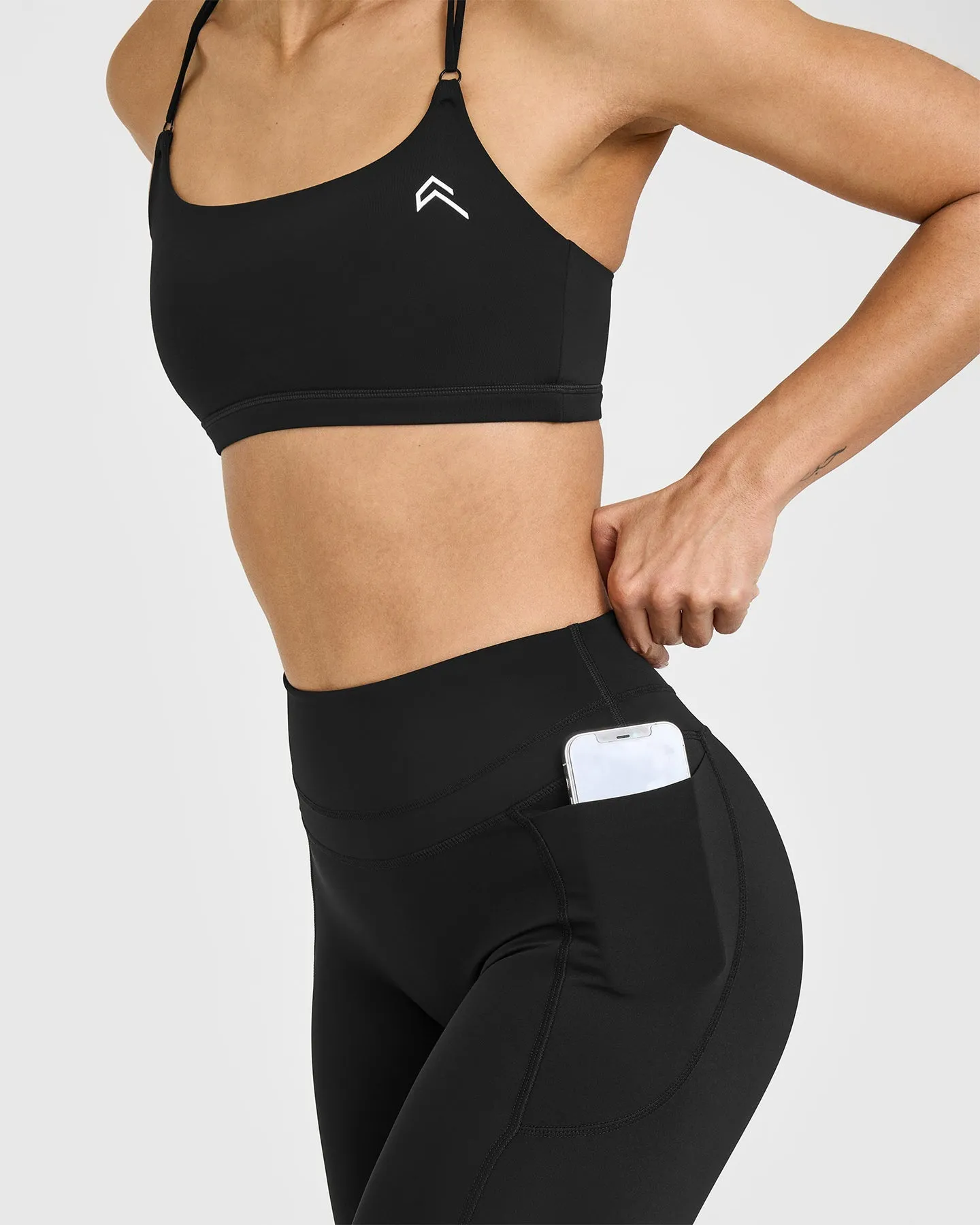 Unified High Waisted Pocket Leggings White Logo | Black sold by Oner Active product image thumbnail 5