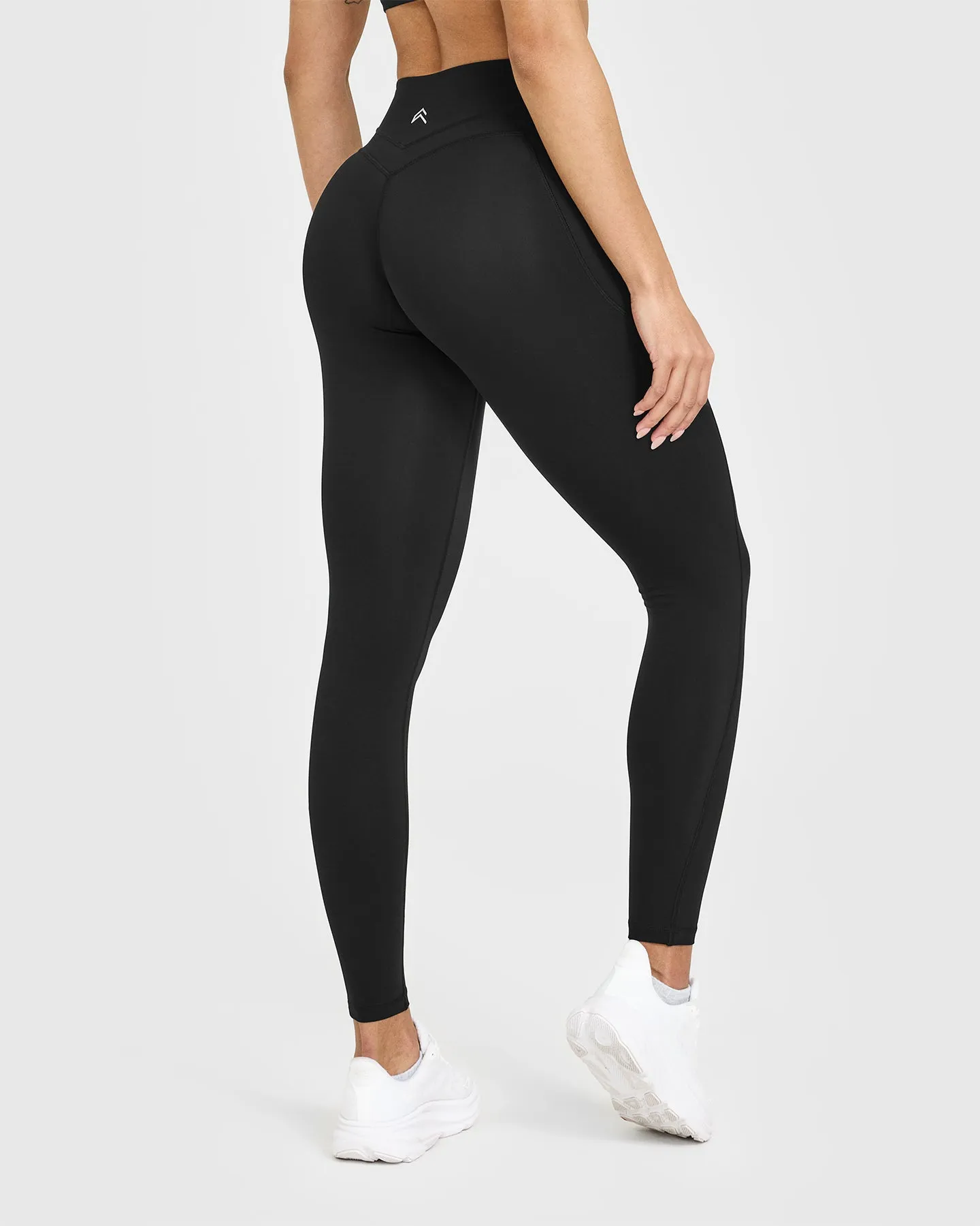 Unified High Waisted Pocket Leggings White Logo | Black sold by Oner Active product image thumbnail 2