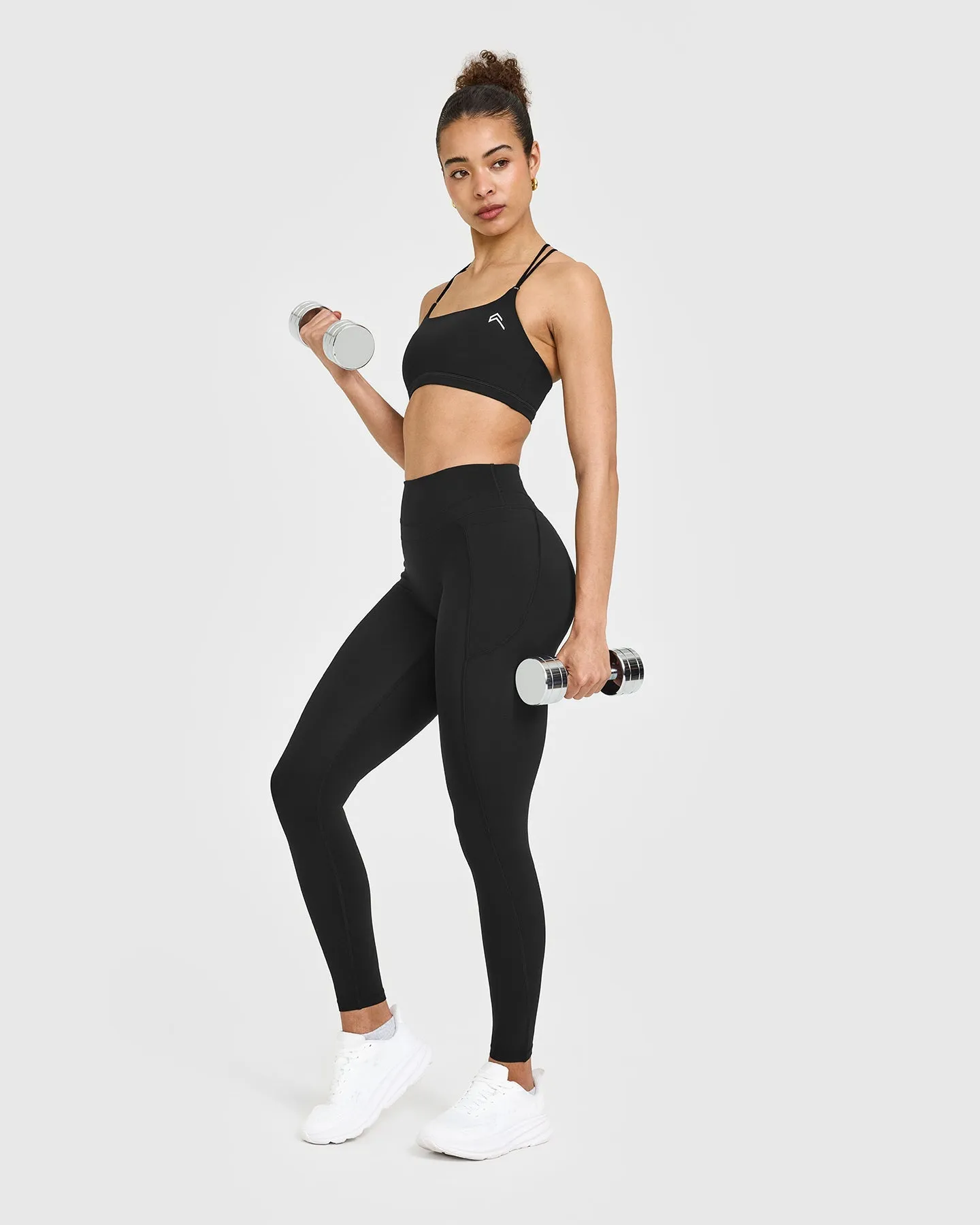Unified High Waisted Pocket Leggings White Logo | Black sold by Oner Active product image thumbnail 3