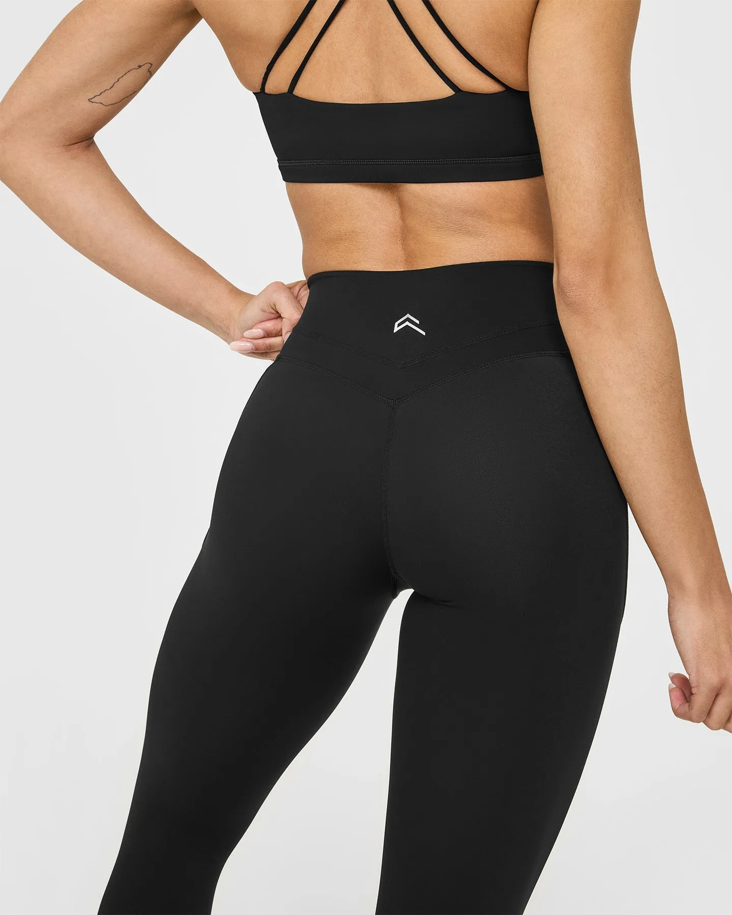 Unified High Waisted Pocket Leggings White Logo | Black sold by Oner Active product image thumbnail 4