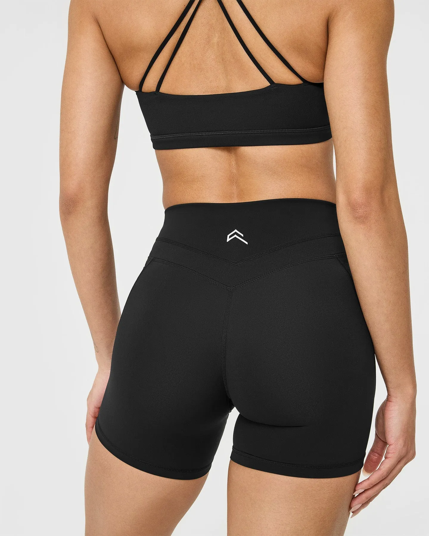 Unified High Waisted Pocket Shorts 6" White Logo | Black sold by Oner Active product image thumbnail 5