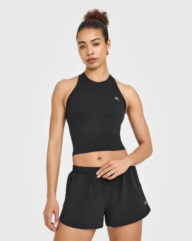 Go To Seamless Fitted Mid Vest | Black sold by Oner Active