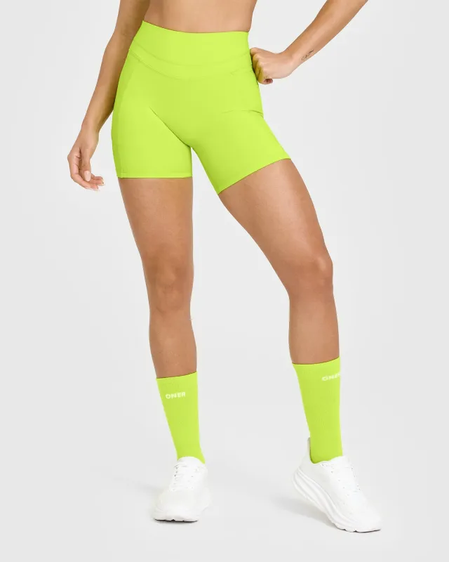 Unified High Waisted Pocket Shorts 6" | Charged Lime Green sold by Oner Active
