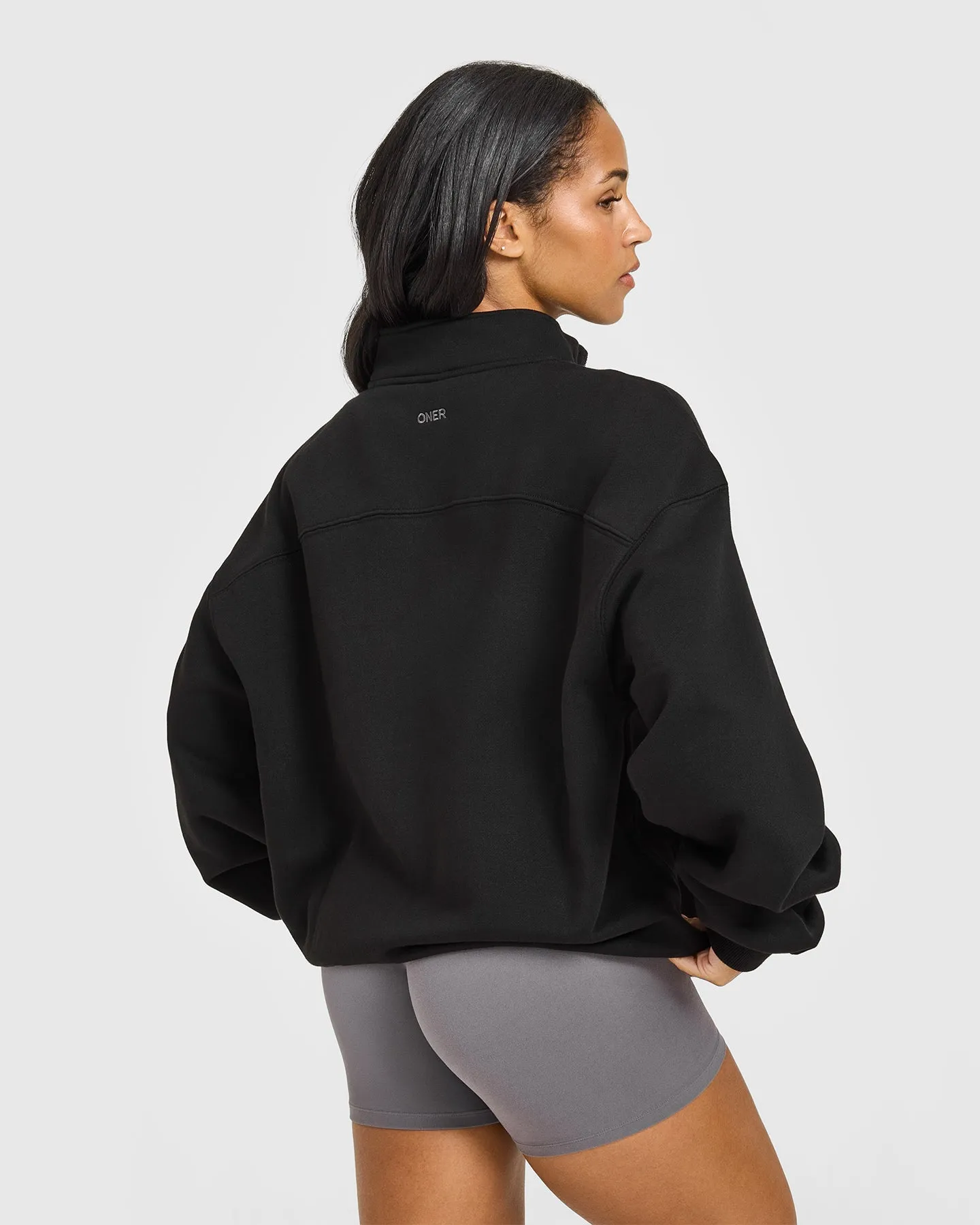 Foundations Oversized 1/4 Zip Sweatshirt | Black sold by Oner Active product image thumbnail 4