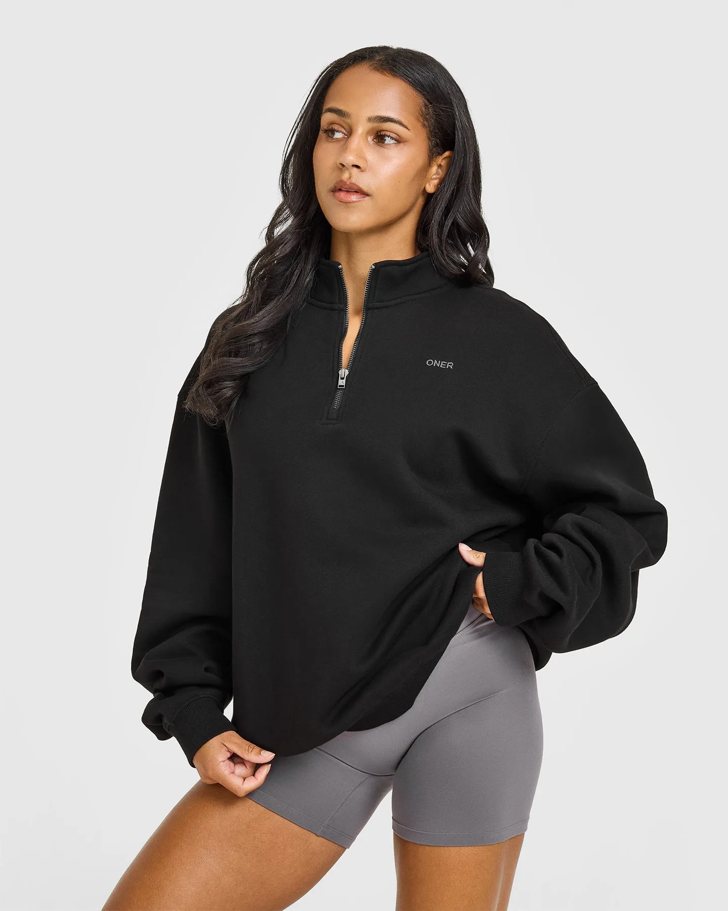 Foundations Oversized 1/4 Zip Sweatshirt | Black sold by Oner Active