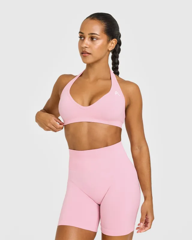 Effortless Seamless Halter Neck Sports Bra | Petal Pink sold by Oner Active
