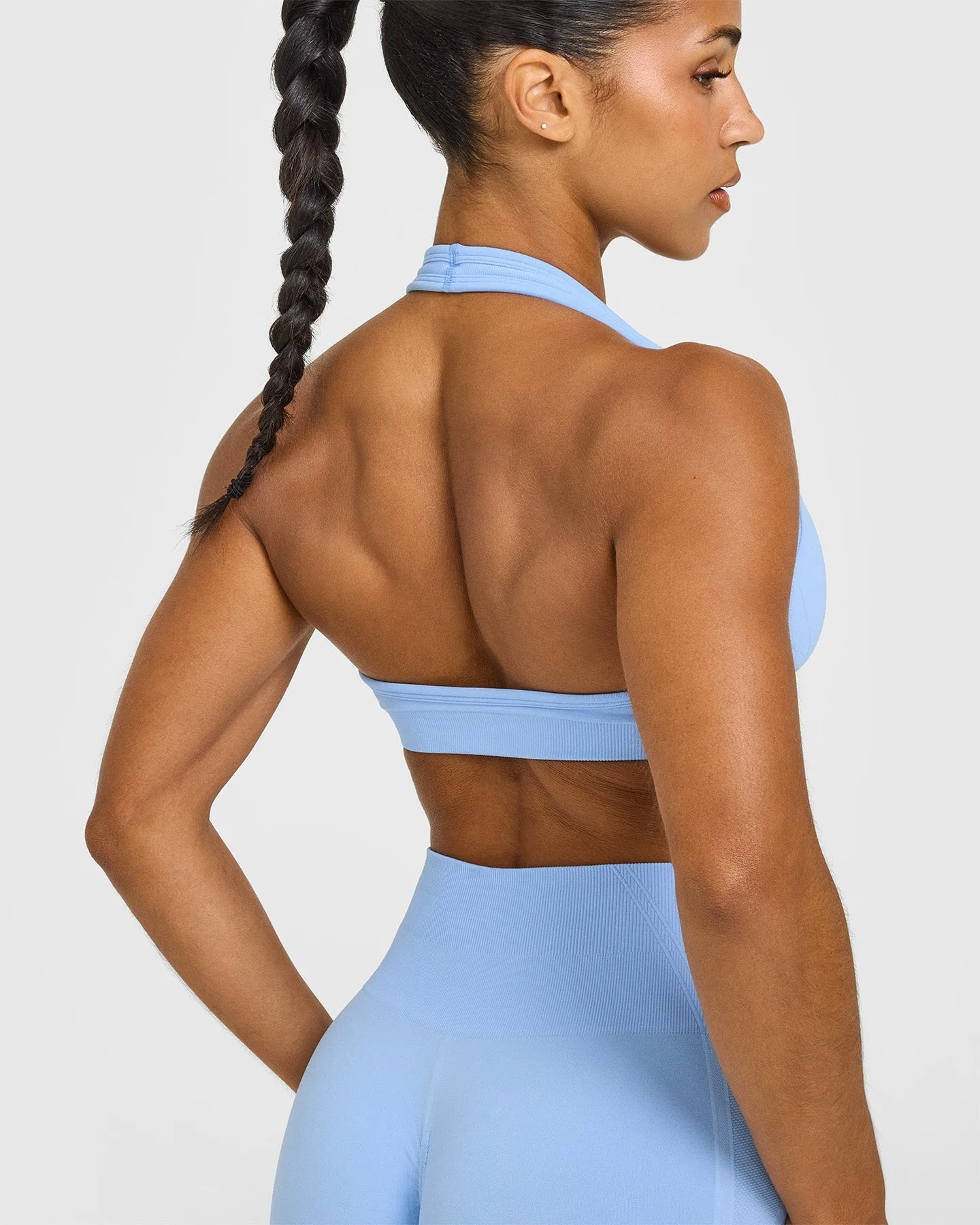 Effortless Seamless Halter Neck Sports Bra | Powdered Blue sold by Oner Active product image thumbnail 4