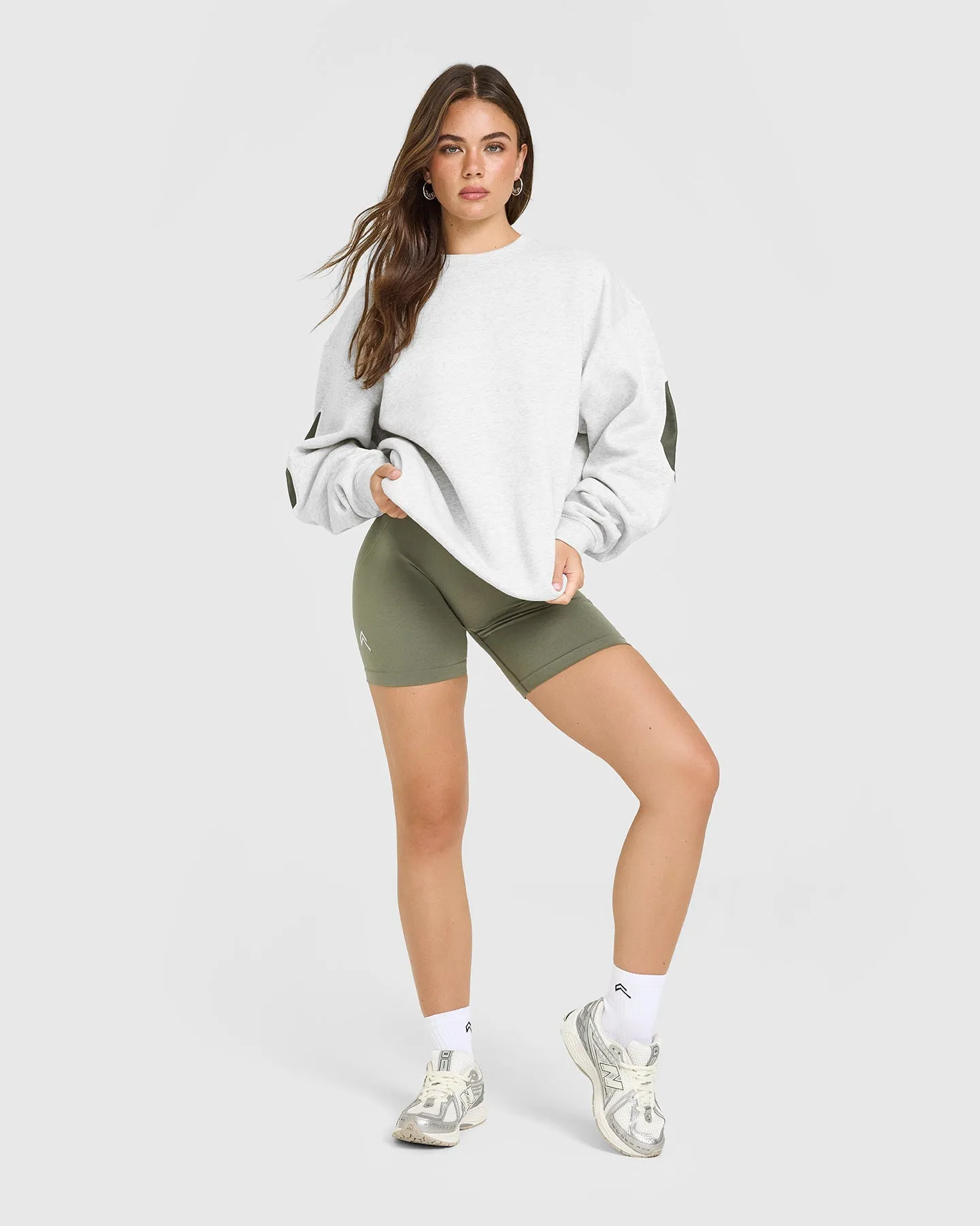 Foundations Oversized Oner Crew Neck Sweatshirt | Light Grey Marl sold by Oner Active product image thumbnail 3