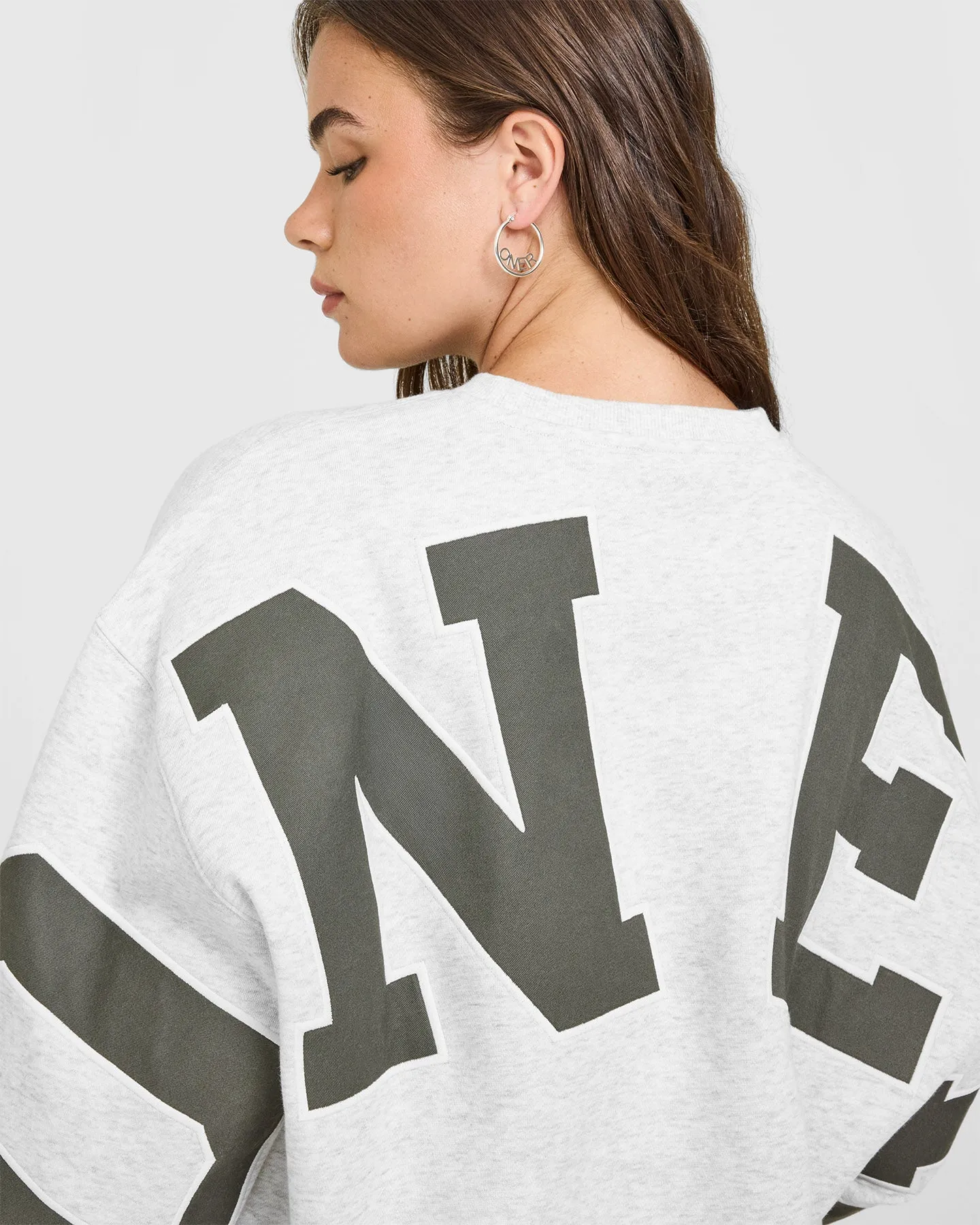 Foundations Oversized Oner Crew Neck Sweatshirt | Light Grey Marl sold by Oner Active product image thumbnail 4