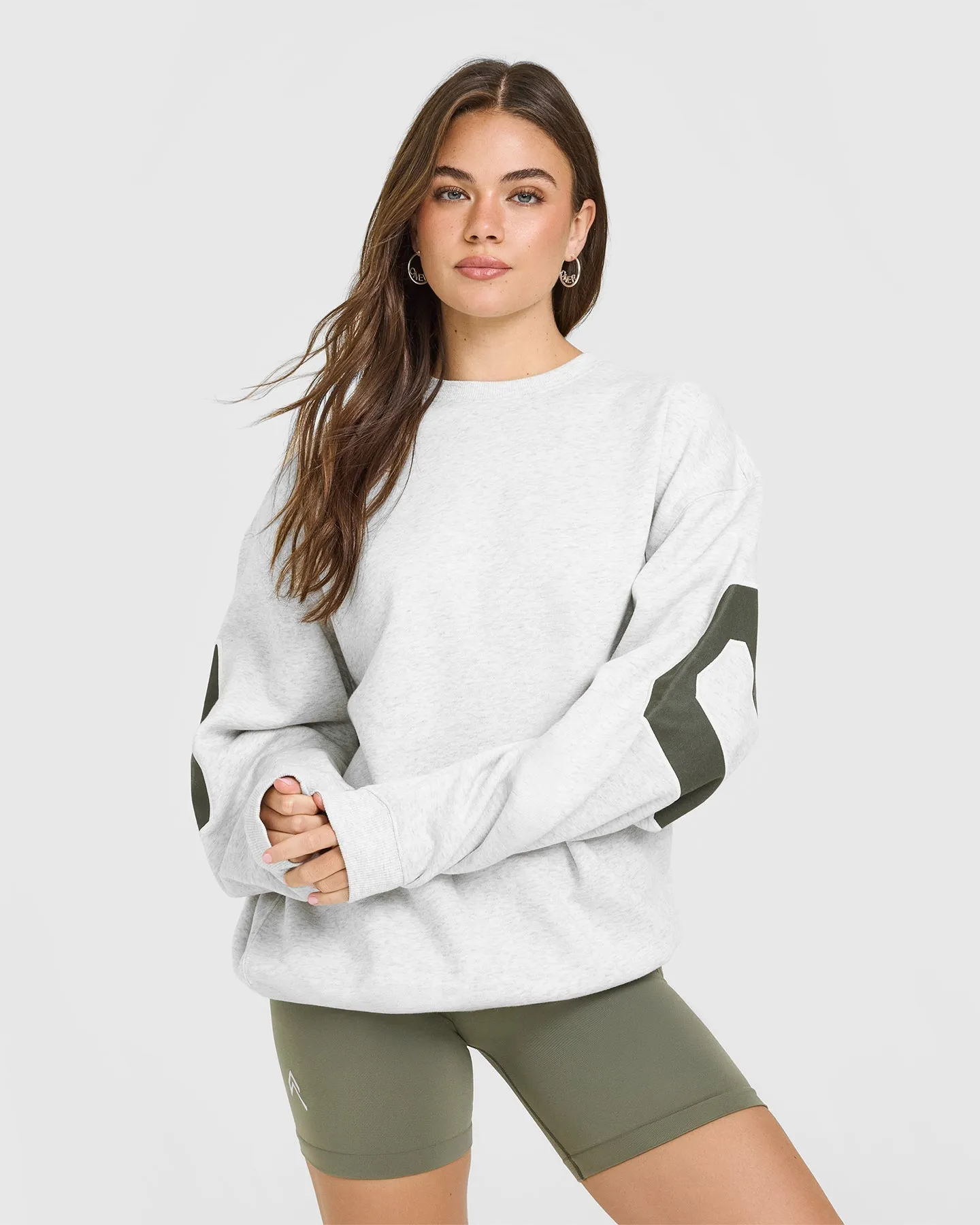 Foundations Oversized Oner Crew Neck Sweatshirt | Light Grey Marl sold by Oner Active product image thumbnail 2