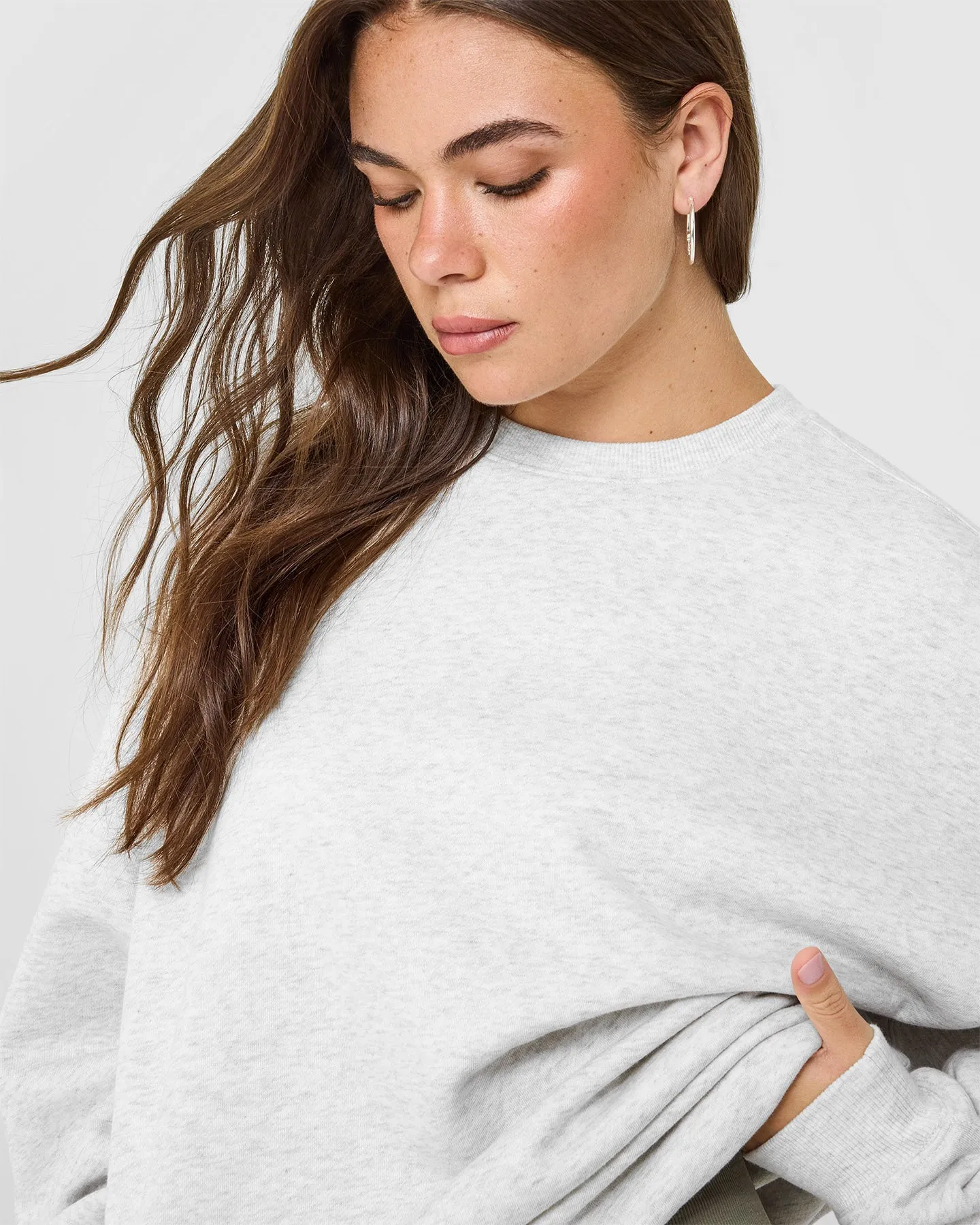 Foundations Oversized Oner Crew Neck Sweatshirt | Light Grey Marl sold by Oner Active product image thumbnail 5