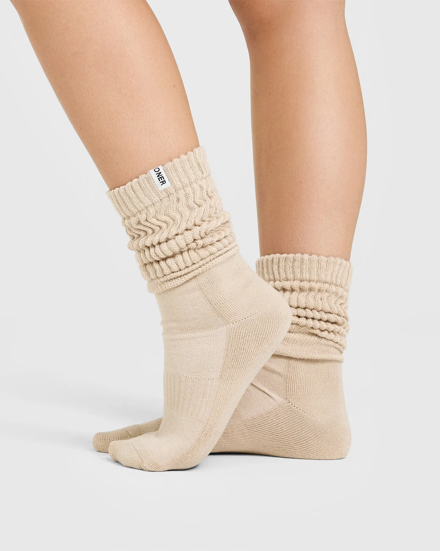 Slouchy Lounge Socks 2 Pack | Sand/ White sold by Oner Active product image thumbnail 2