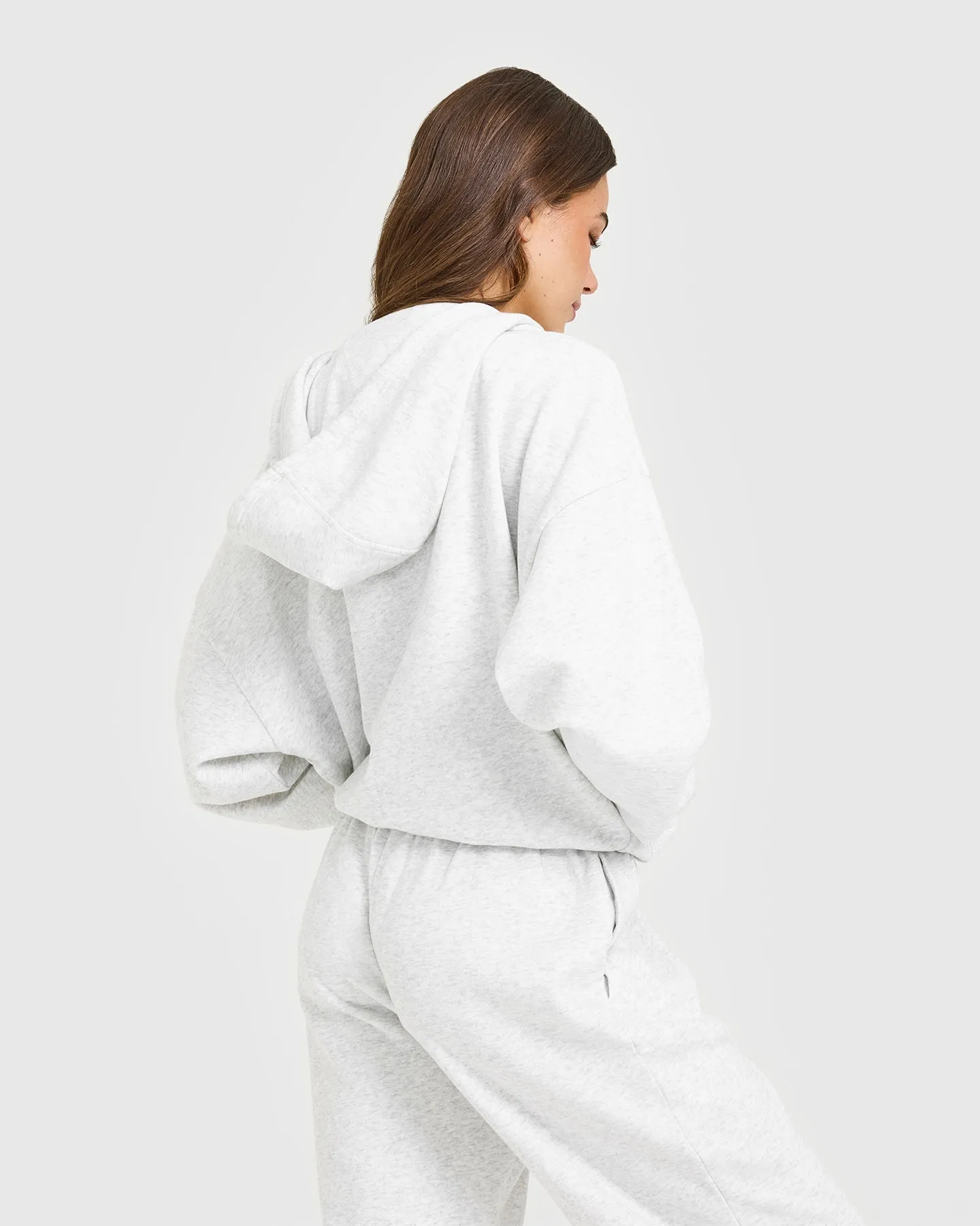 Mid Weight Relaxed Zip Through Hoodie | Light Grey Marl sold by Oner Active product image thumbnail 5