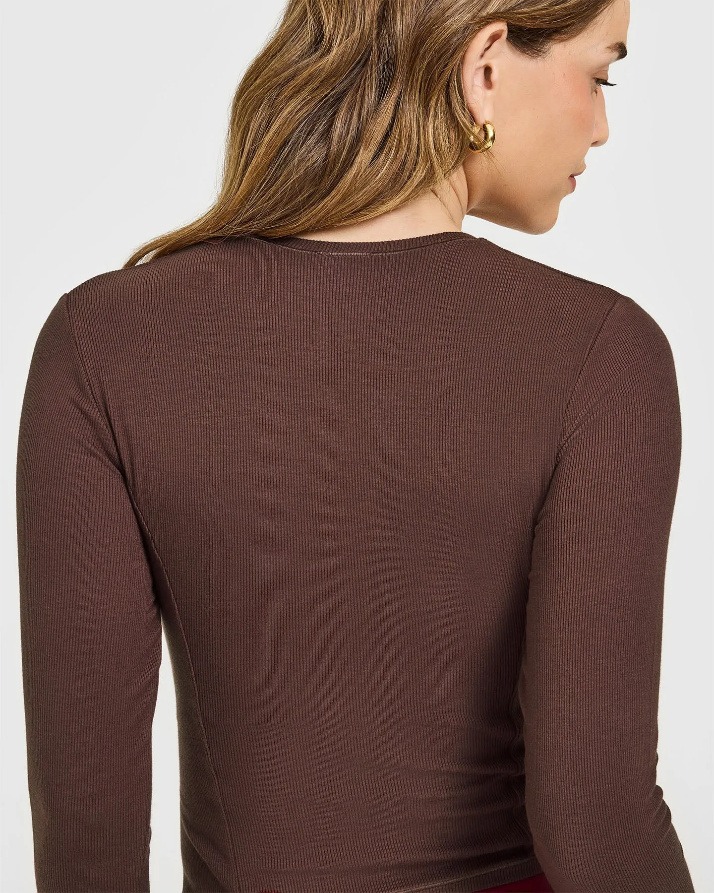 Mellow™ Rib Mid Long Sleeve Cardigan | Copper Brown sold by Oner Active product image thumbnail 4