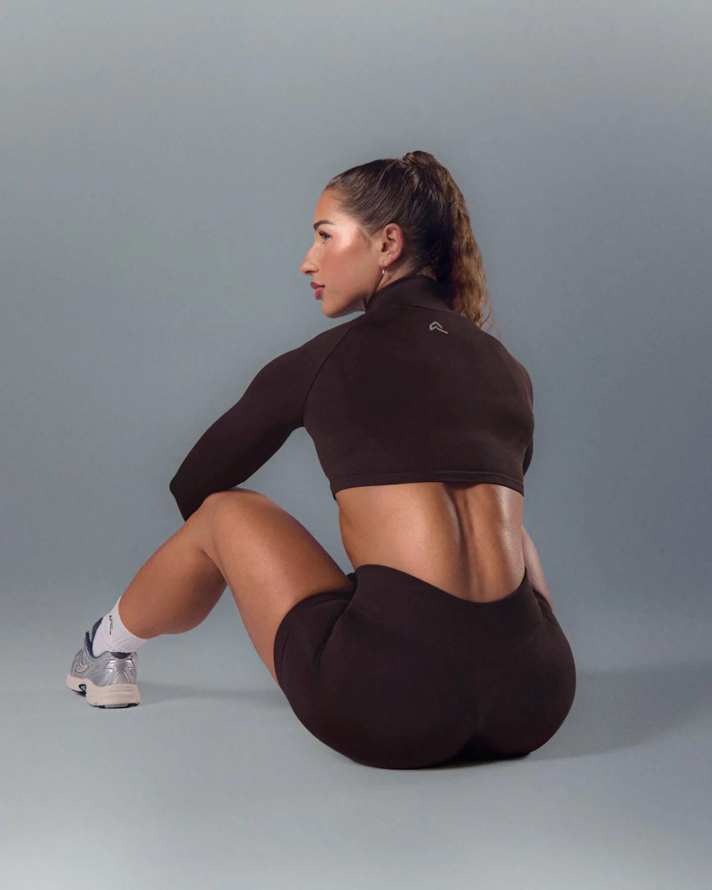 EnhanceLift™ Seamless Crop Jacket with White Logo | Plum Brown sold by Oner Active product image thumbnail 2